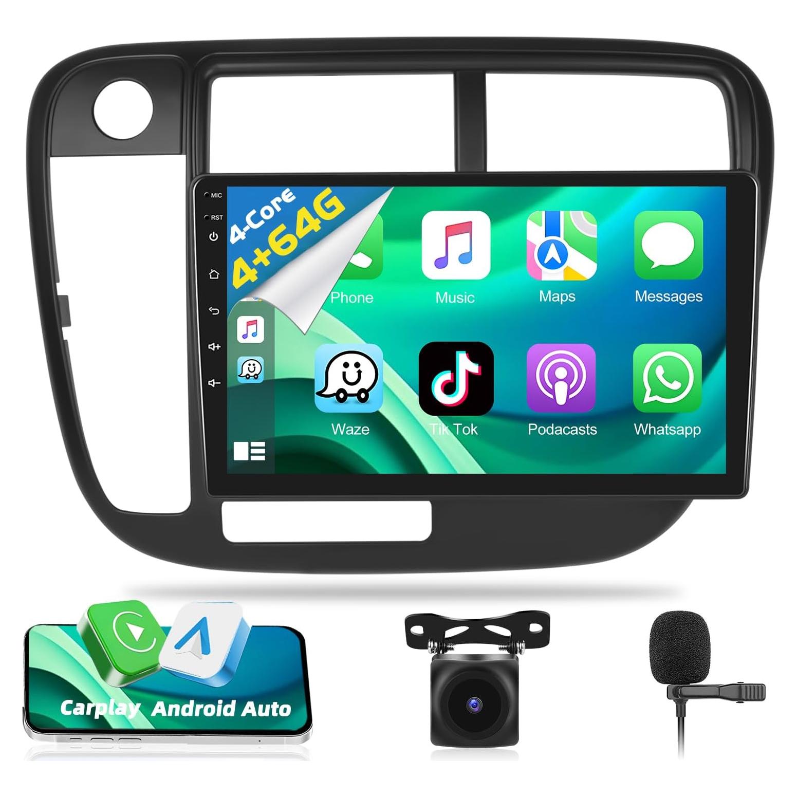 Estéreo de Coche Motorsi para Honda Civic 1996-2001 9" CarPlay