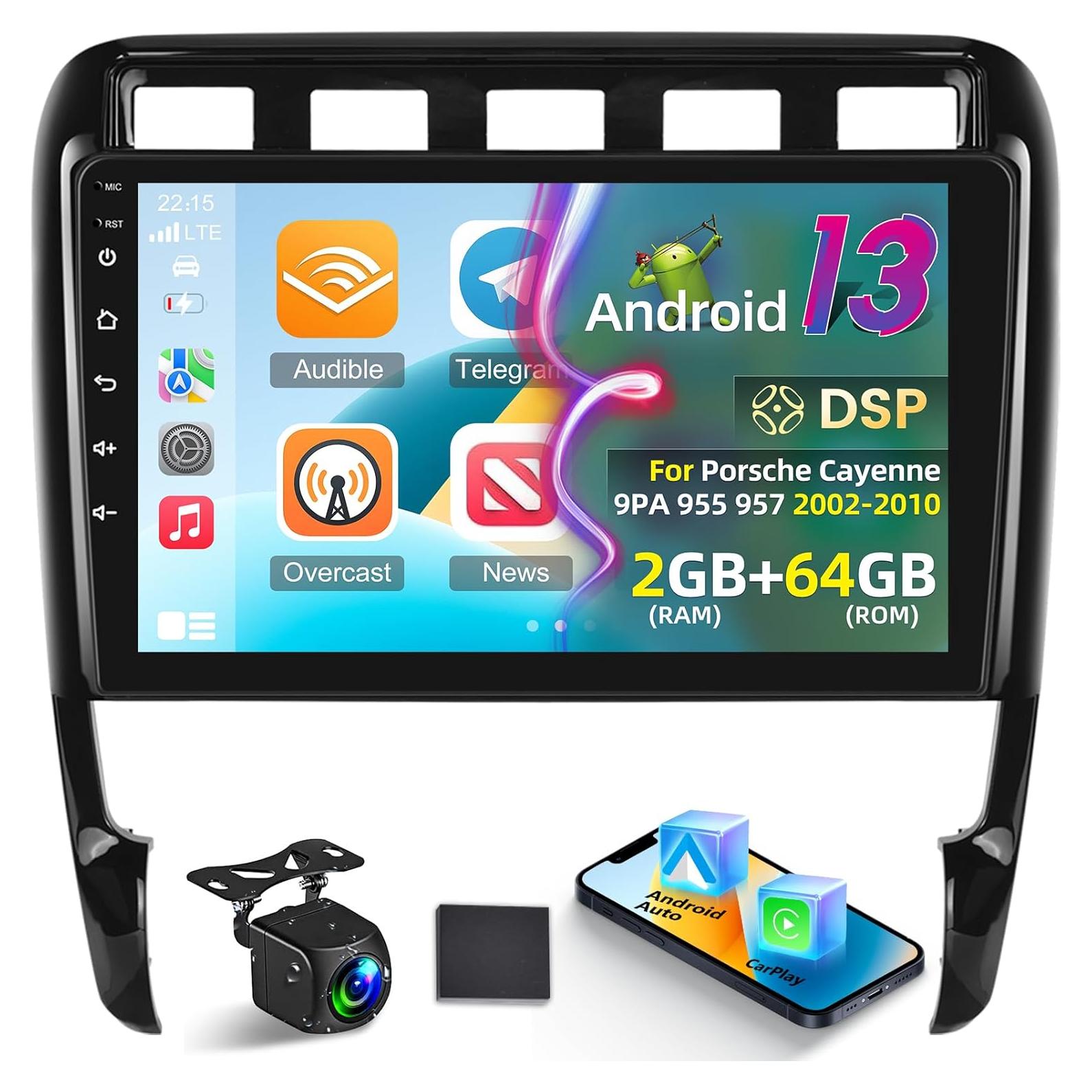 Estéreo de Coche NHOPEEW Android 13 para Porsche Cayenne 2002-2010 9"