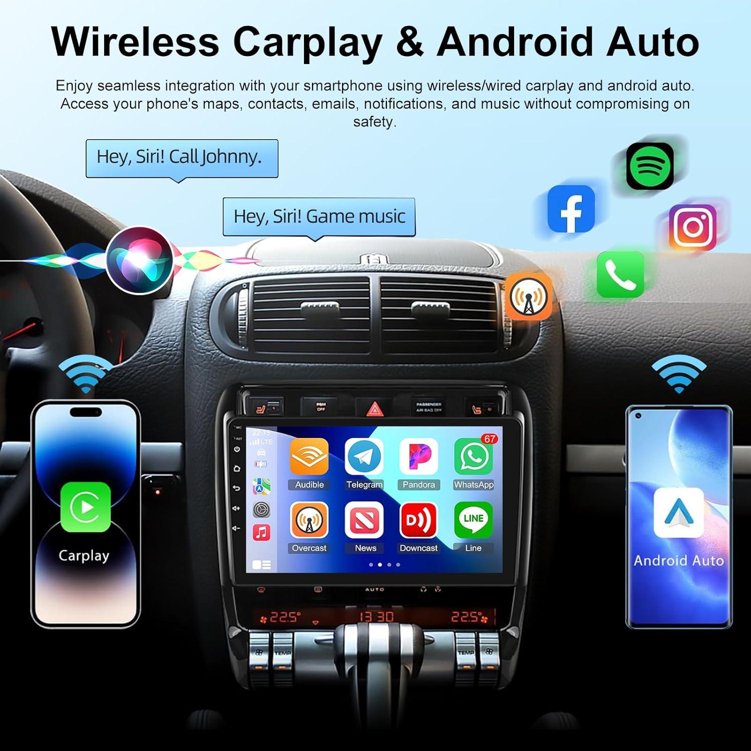 Estéreo de Coche NHOPEEW Android 13 para Porsche Cayenne 2002-2010 9"