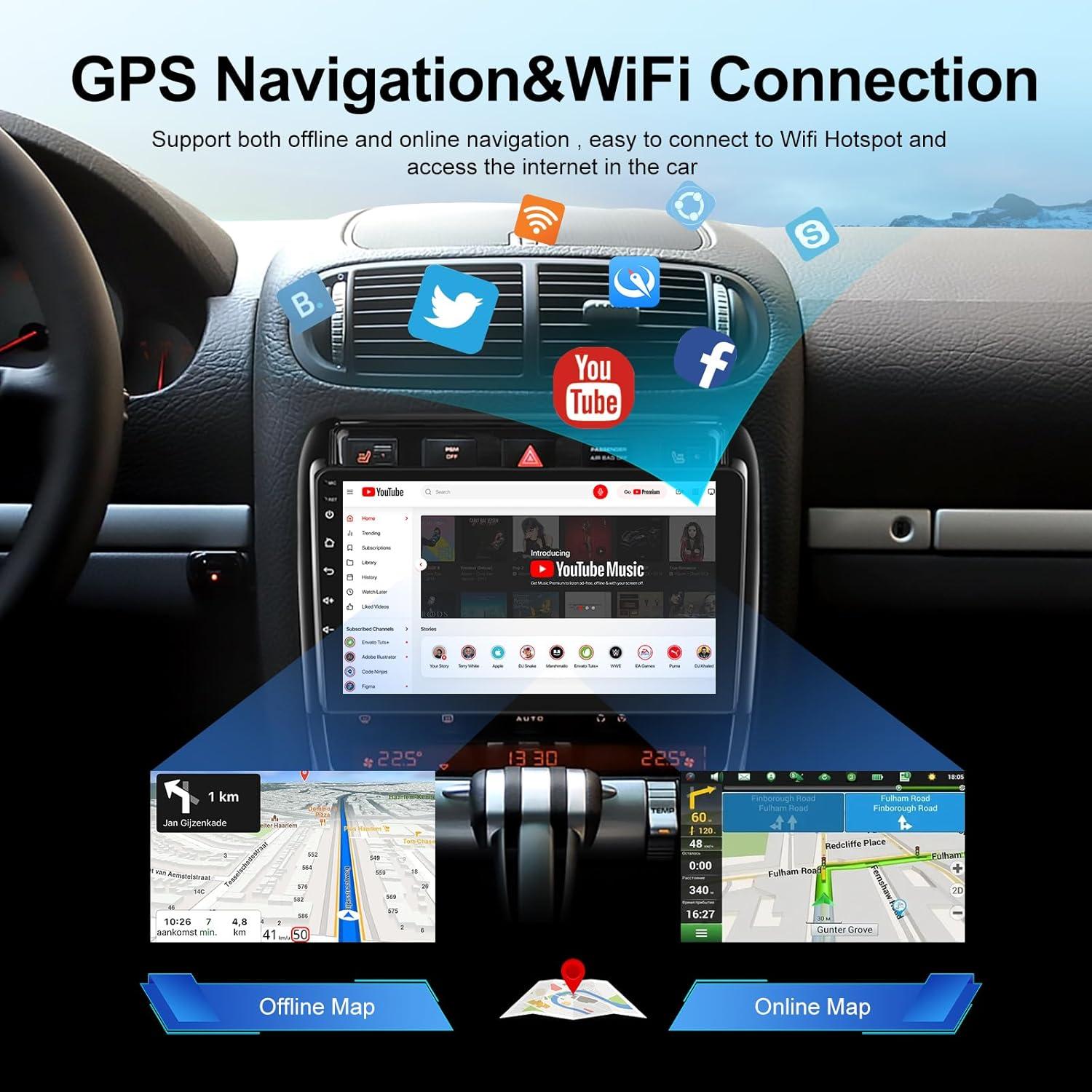 Estéreo de Coche NHOPEEW Android 13 para Porsche Cayenne 2002-2010 9"