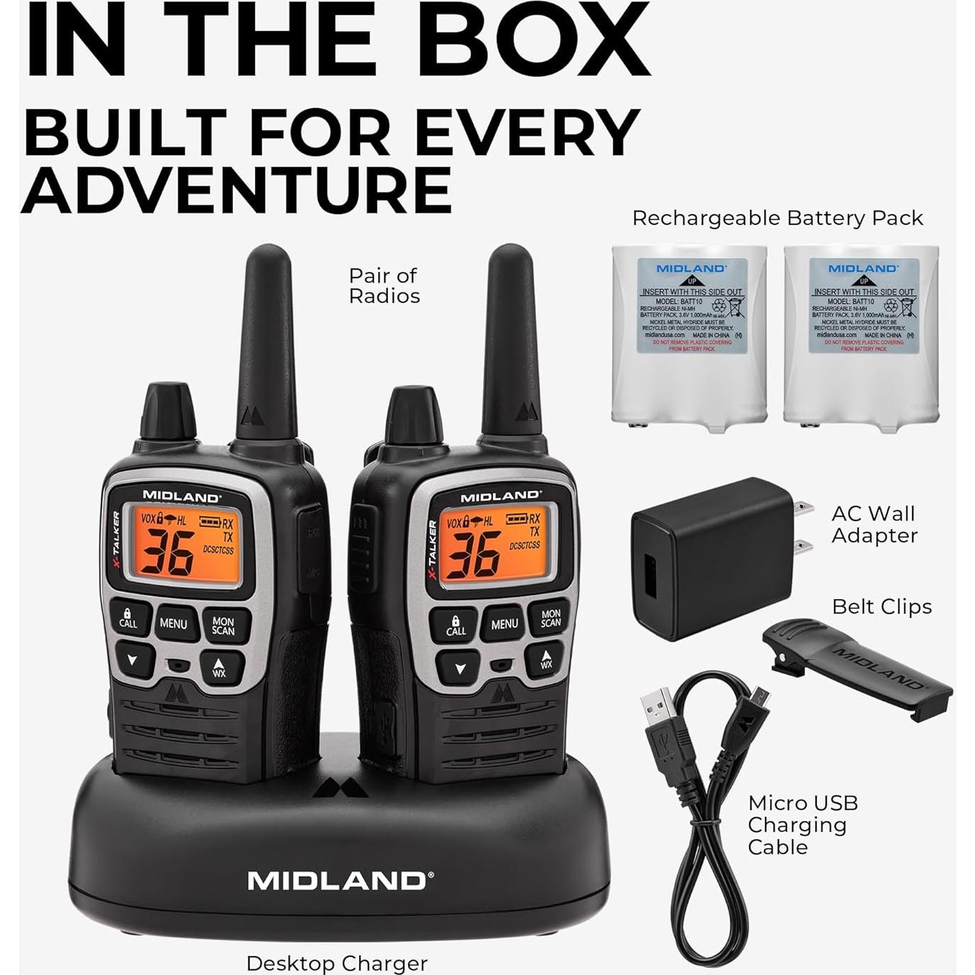 Walkie Talkie Midland T71VP3 - Radio FRS 36 Canales