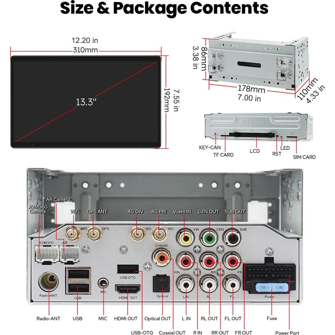 Estéreo de Coche Doble Din Joying JY-UTD13N8 13.3" Android 8GB+128GB