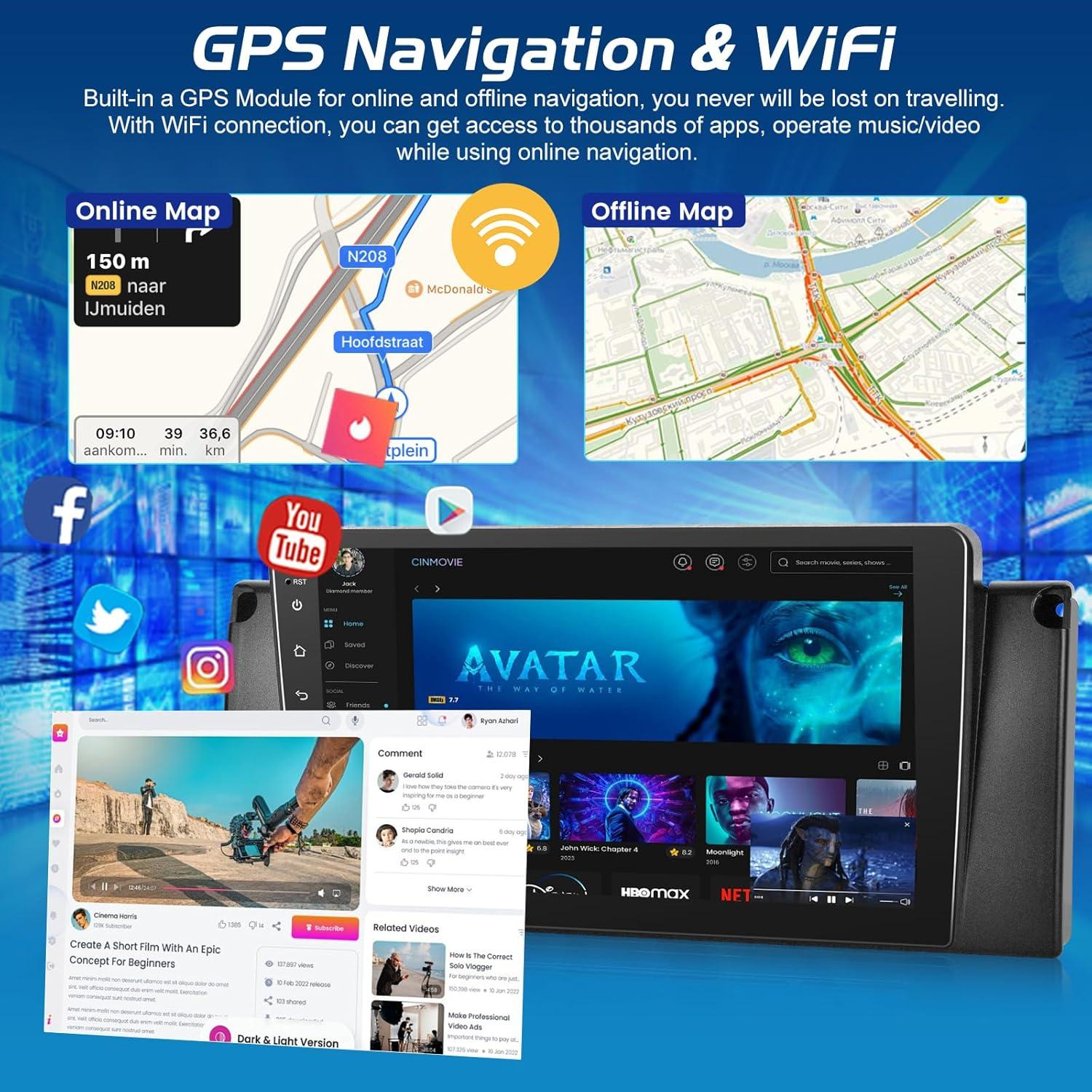 Radio de Coche Android NHOPEEW 9" para BMW E39 E53 M5 4GB 64GB