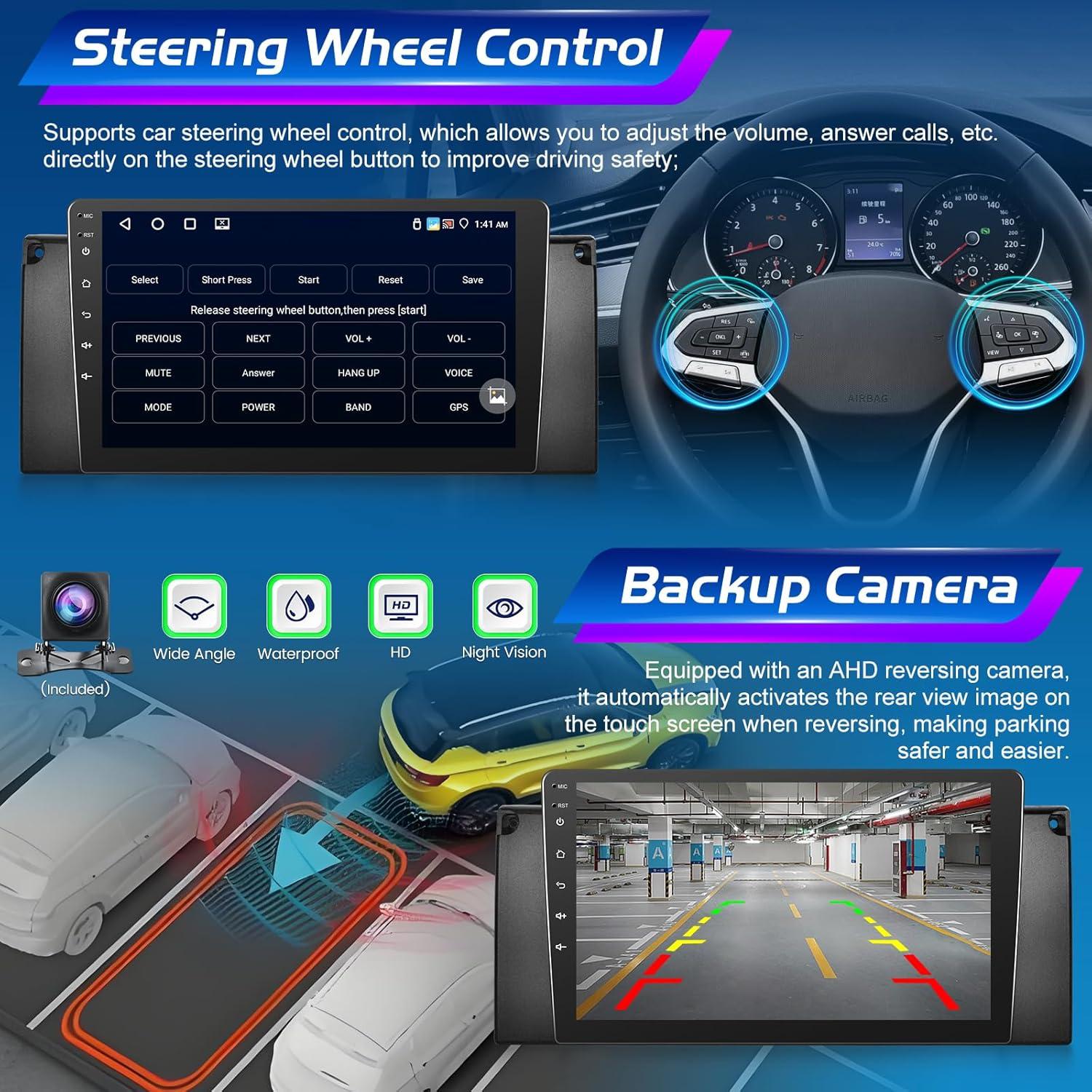 Radio de Coche Android NHOPEEW 9" para BMW E39 E53 M5 4GB 64GB