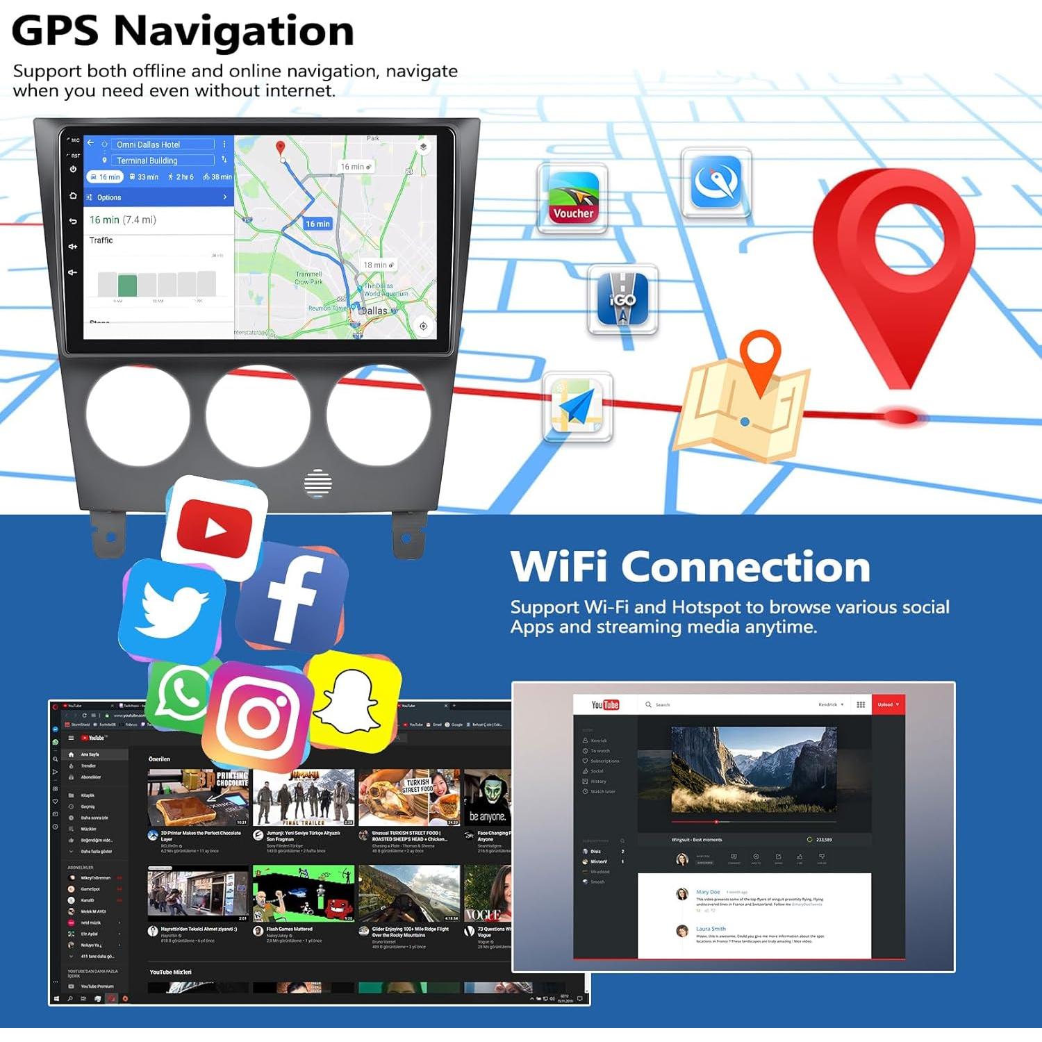 Estéreo de Coche CAMECHO Android 13 para Subaru Impreza 2003-2006