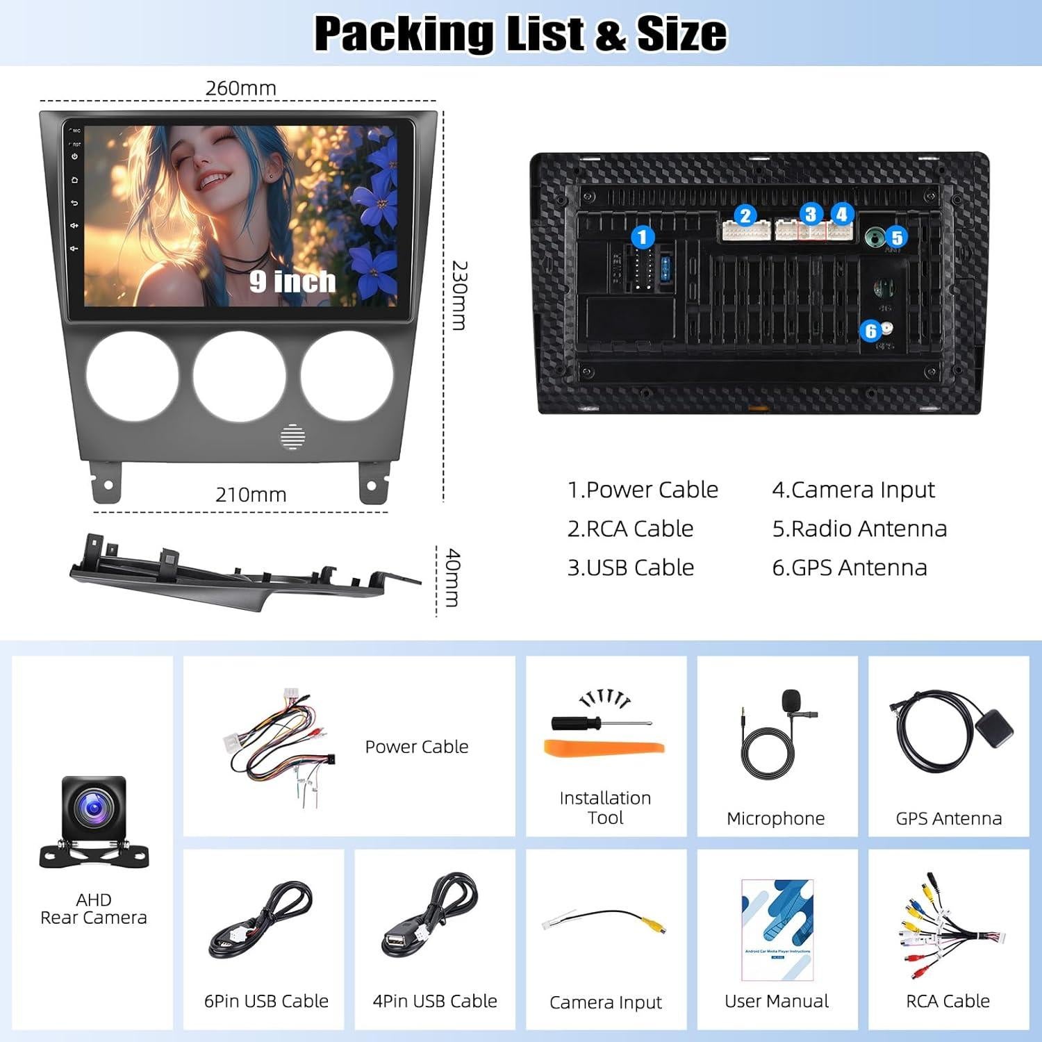 Estéreo de Coche CAMECHO Android 13 para Subaru Impreza 2003-2006