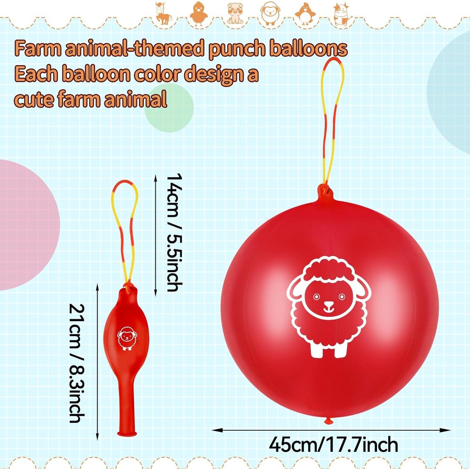 60 Globos de Golpe Animales de Granja HSLCGF Resistentes