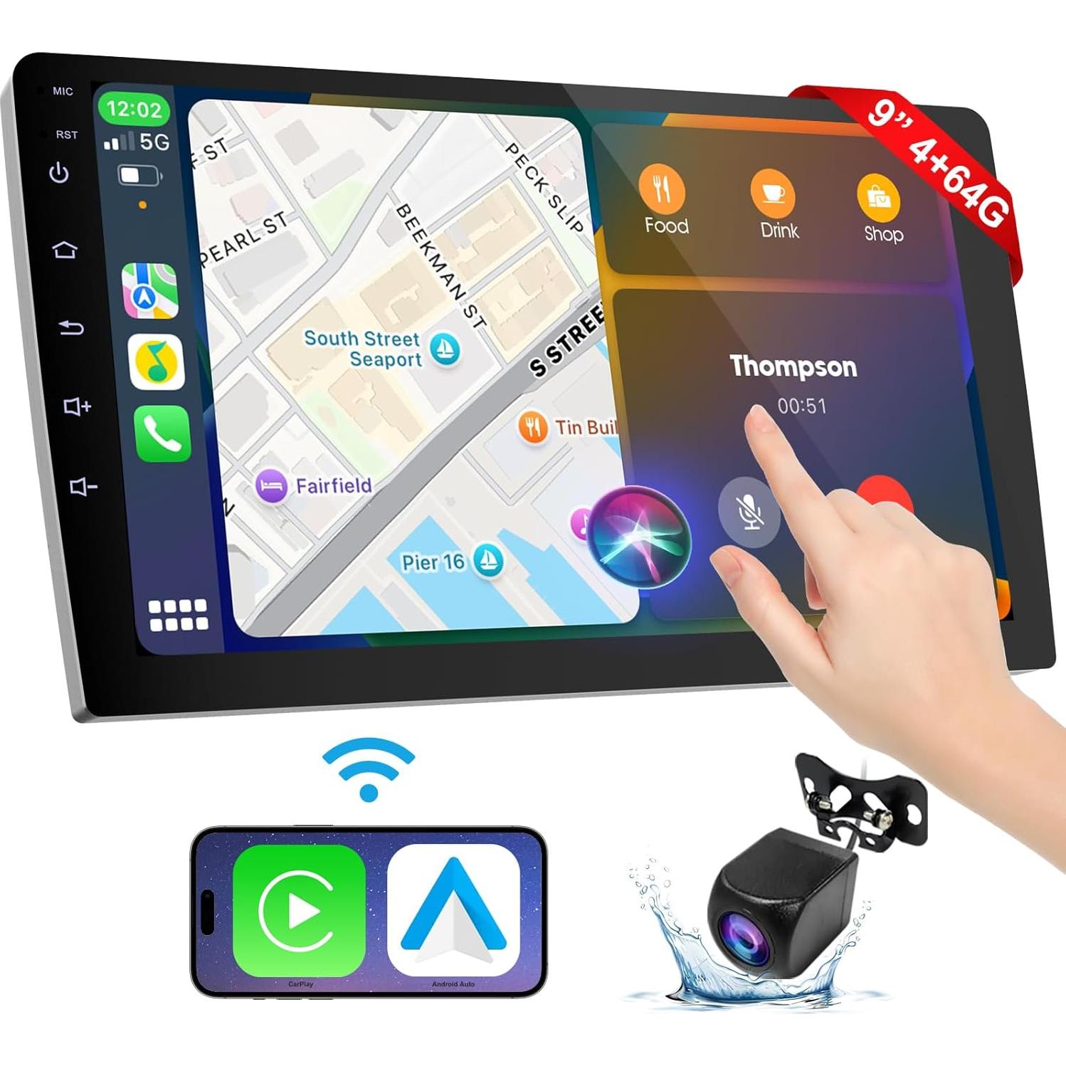 Estéreo Doble Din Haudio 9" CarPlay HD con Control por Voz
