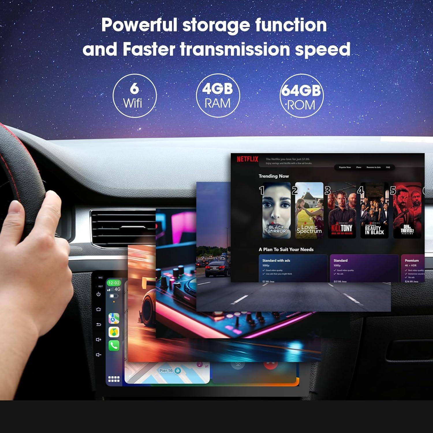 Estéreo Doble Din Haudio 9" CarPlay HD con Control por Voz