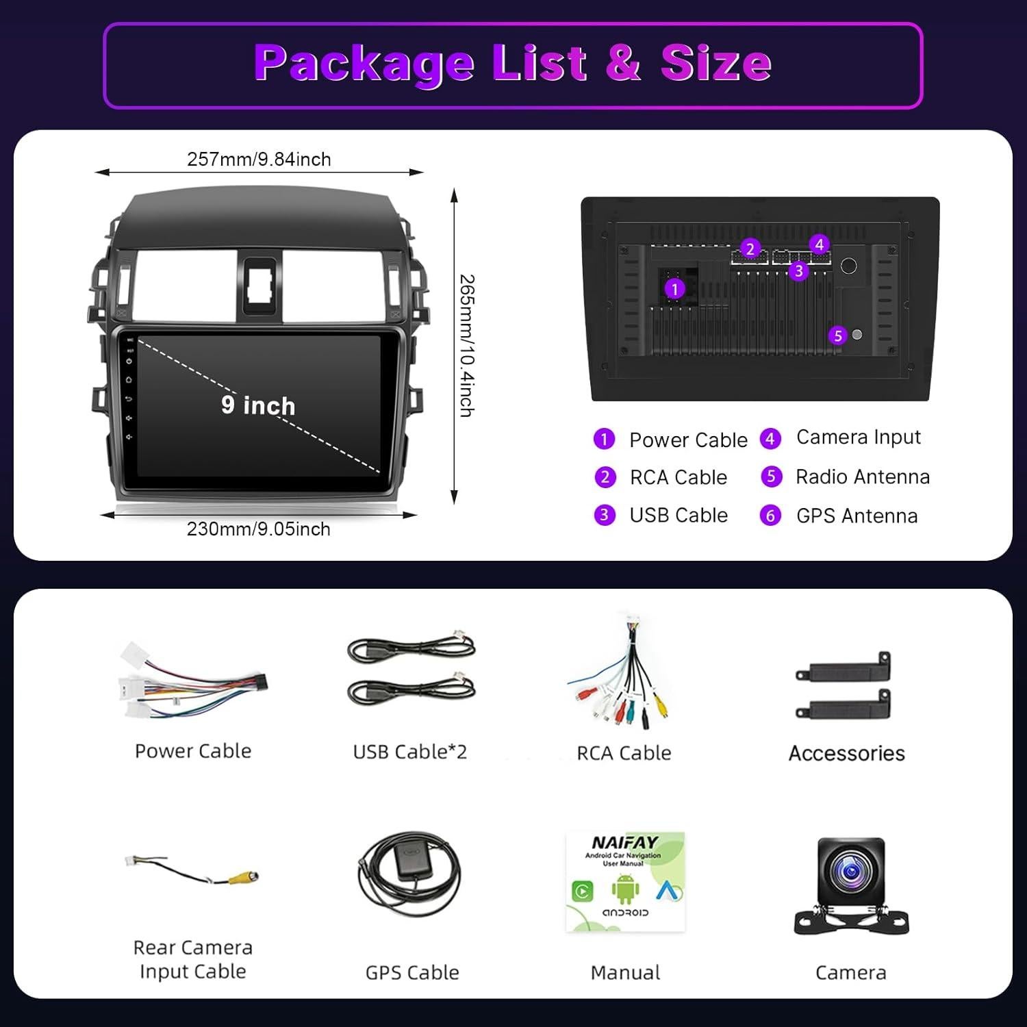 Estéreo de Coche Leadfan para Toyota Corolla 2009-2013 9" GPS Bluetooth