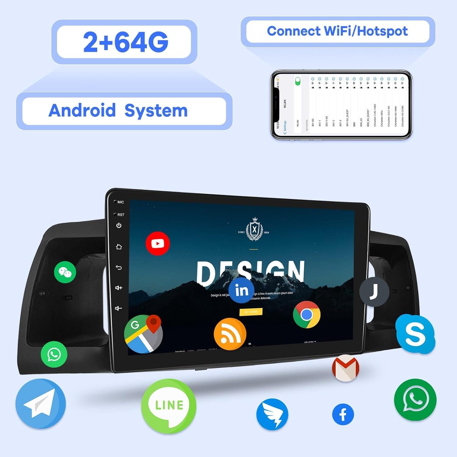 Radio Android EKAT 2+64GB para Toyota Corolla EX 2007-2012