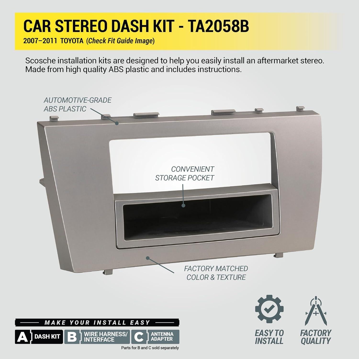 Kit de Instalación de Radio Scosche TA2058B para Toyota Camry 2007-2011