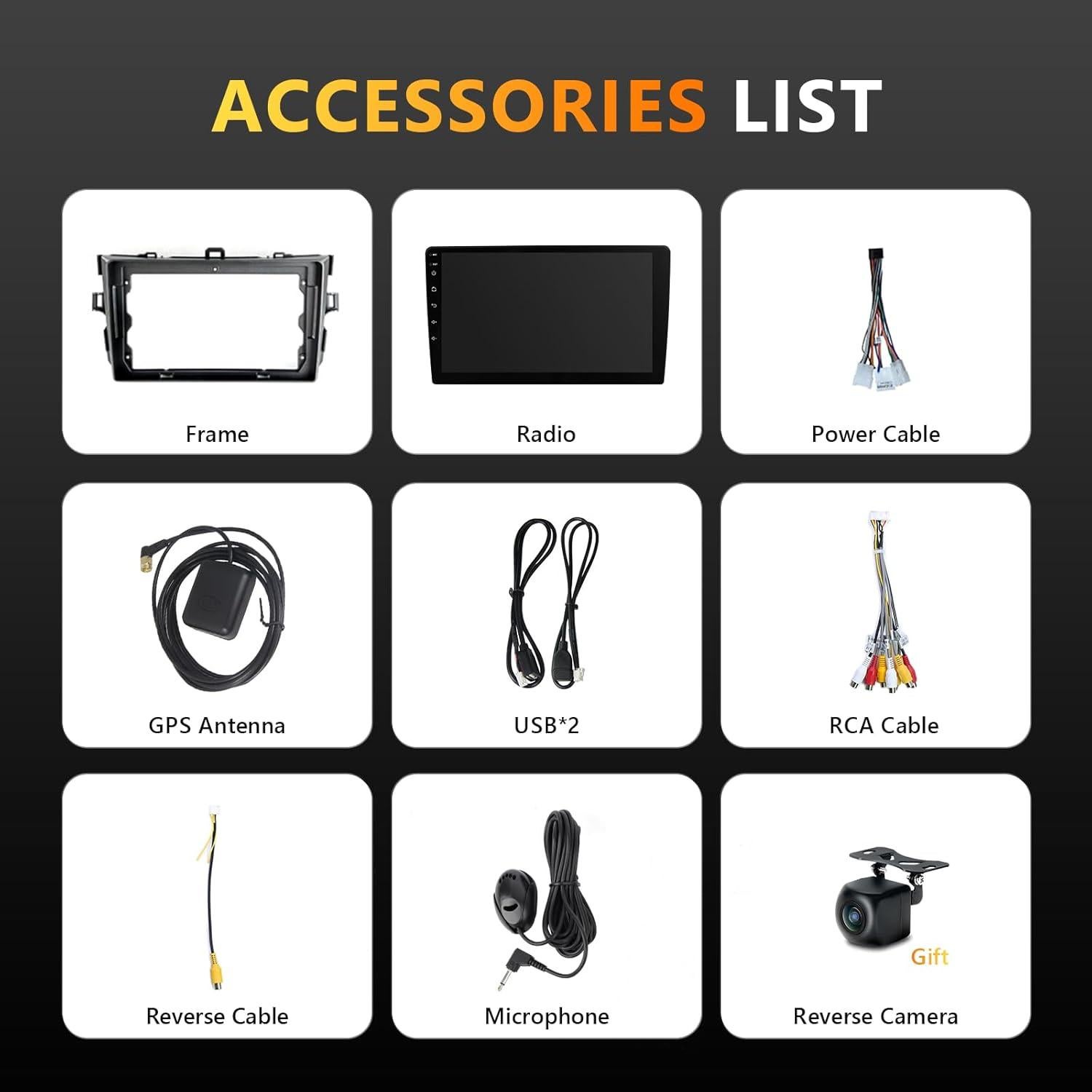 Estéreo de Coche Eunavi Android 13 2 Din para Toyota Corolla 2006-2012