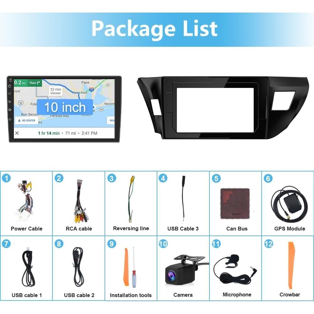 Estéreo Android 13 para Toyota Corolla 2014-2016 con CarPlay