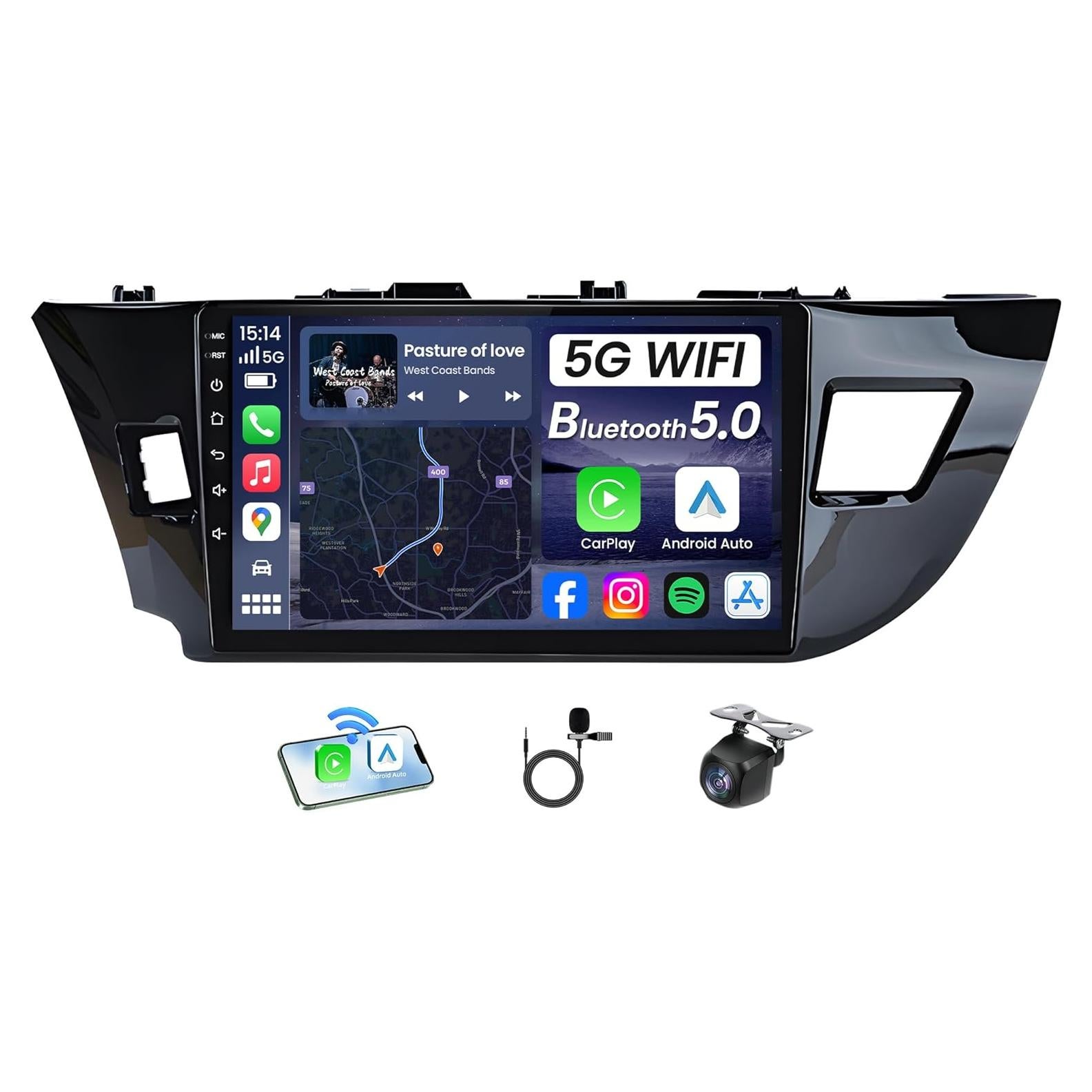 Radio de Coche Jufodrca 10.2" para Toyota Corolla 2014-2016 GPS Bluetooth