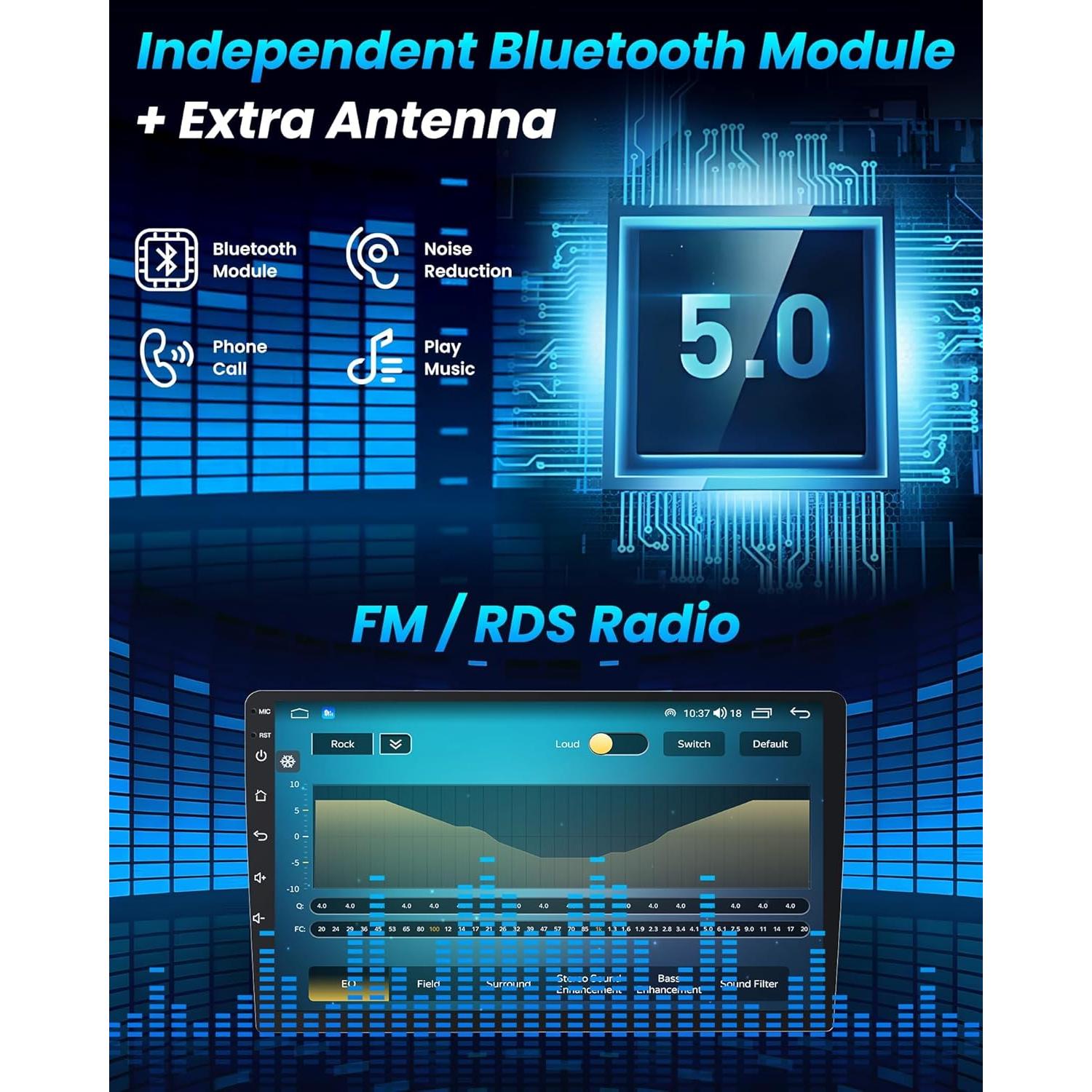 Radio de Coche Jufodrca 10.2" para Toyota Corolla 2014-2016 GPS Bluetooth