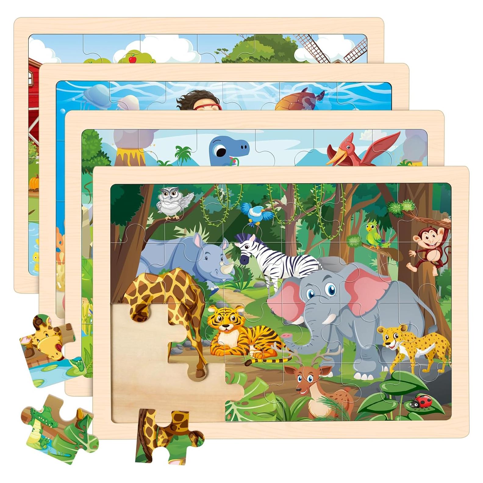 Rompecabezas de Animales LACCHOUFEE 4 Piezas 24 Pzs