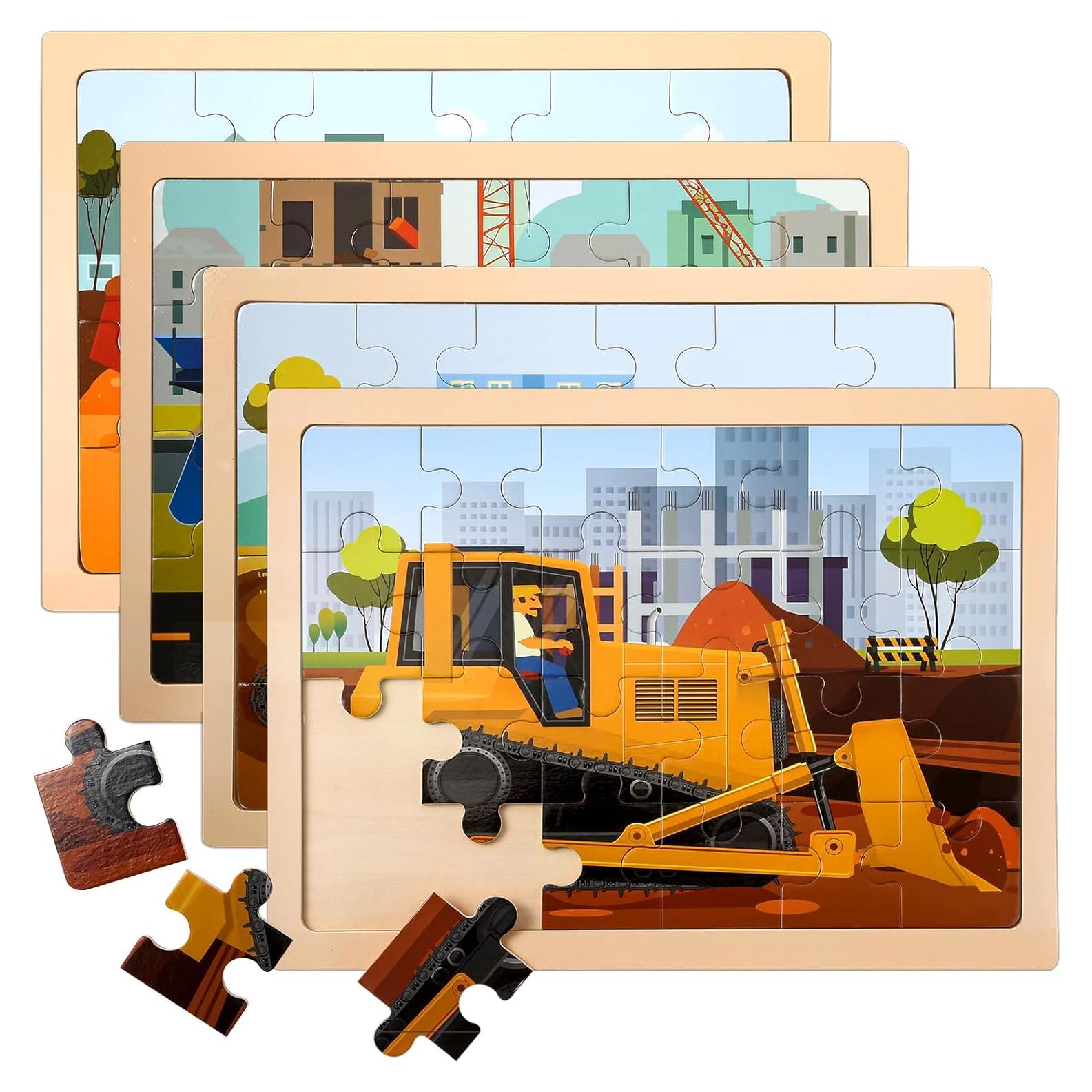 Rompecabezas de Madera LACCHOUFEE Vehículos 4 Piezas 24 Pzas