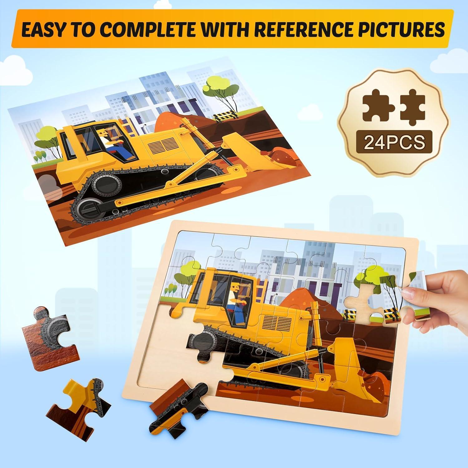 Rompecabezas de Madera LACCHOUFEE Vehículos 4 Piezas 24 Pzas