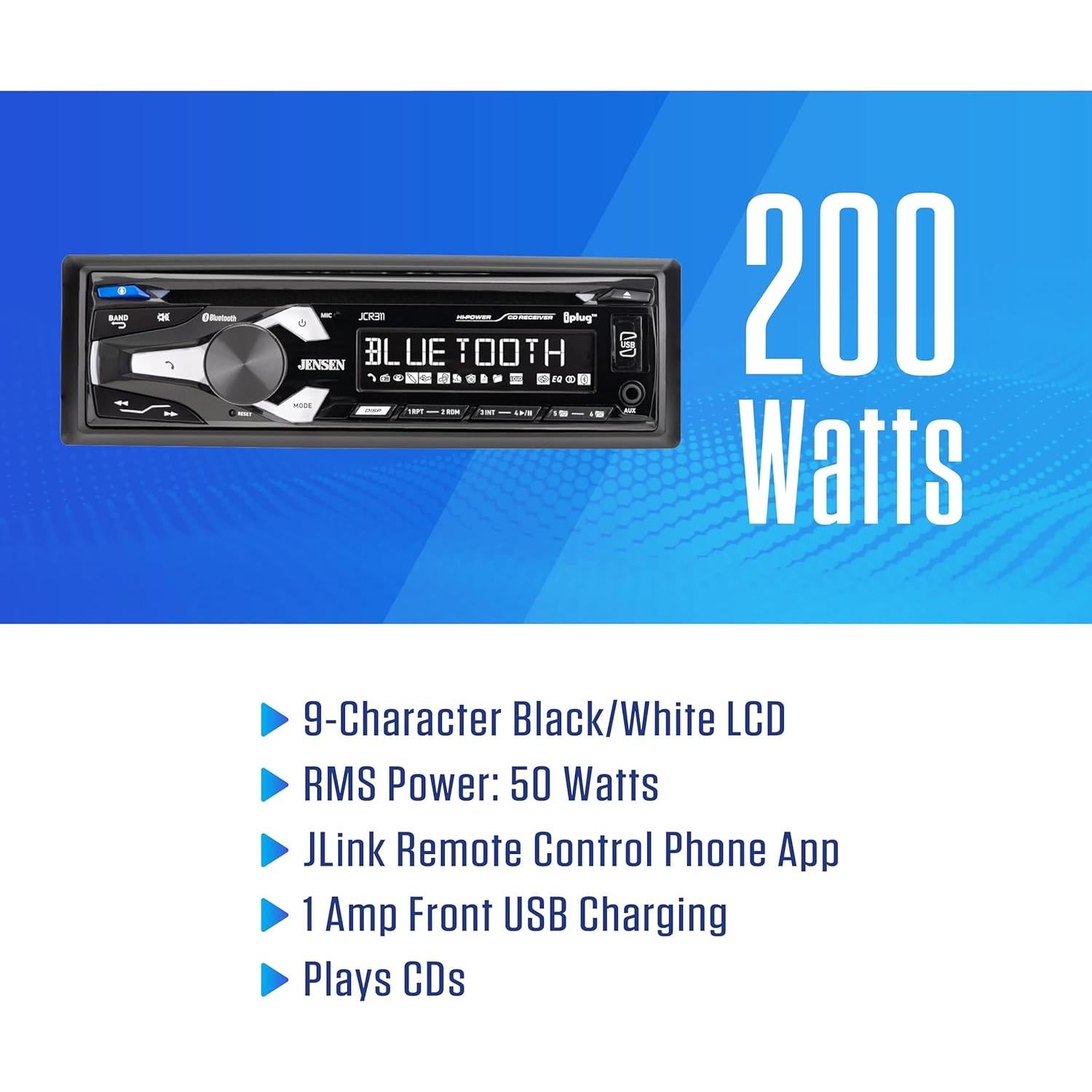 Estéreo de Coche Jensen JCR311 Bluetooth CD USB 1 DIN