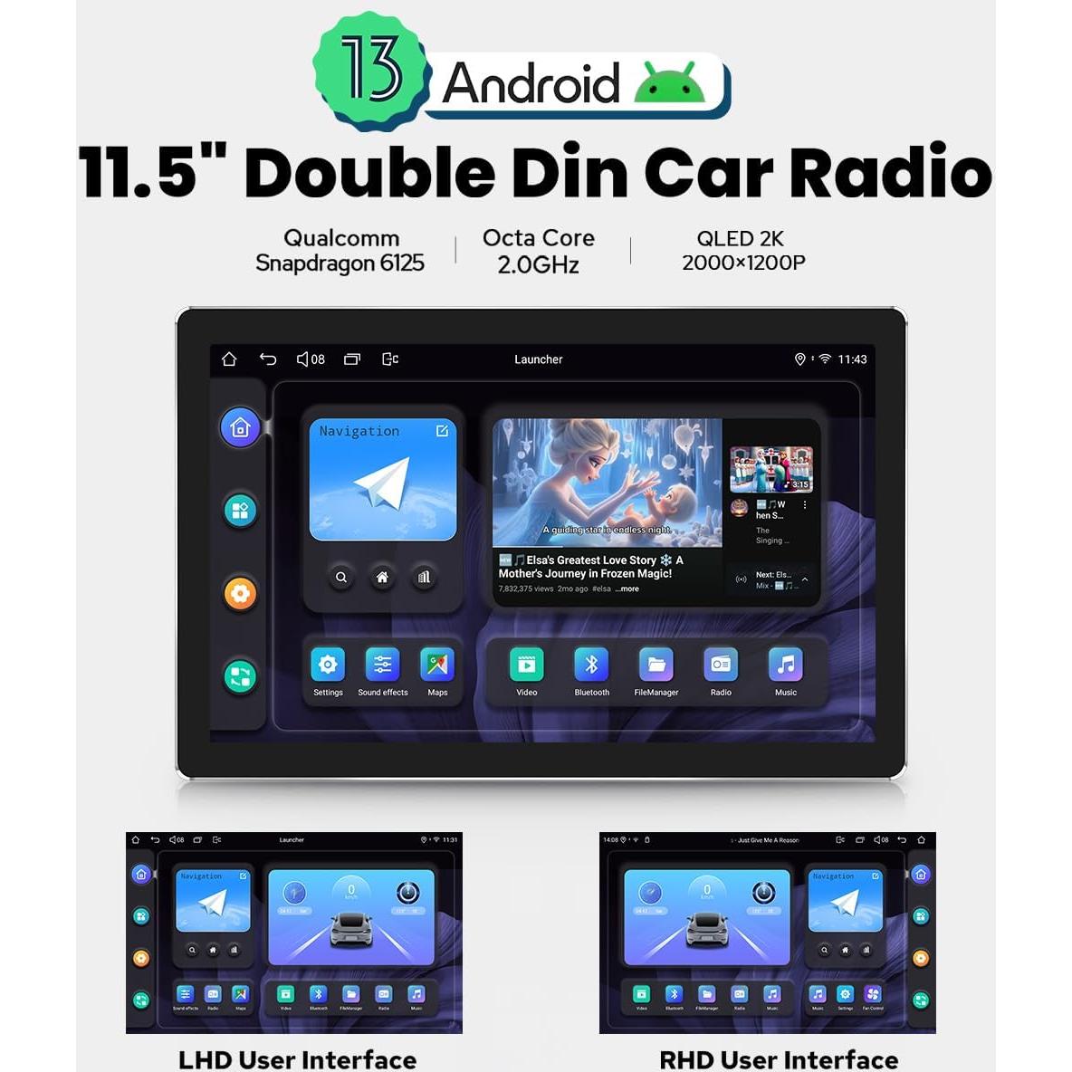 Estéreo de Coche JOYING Doble Din 11.5" Android 13 Bluetooth
