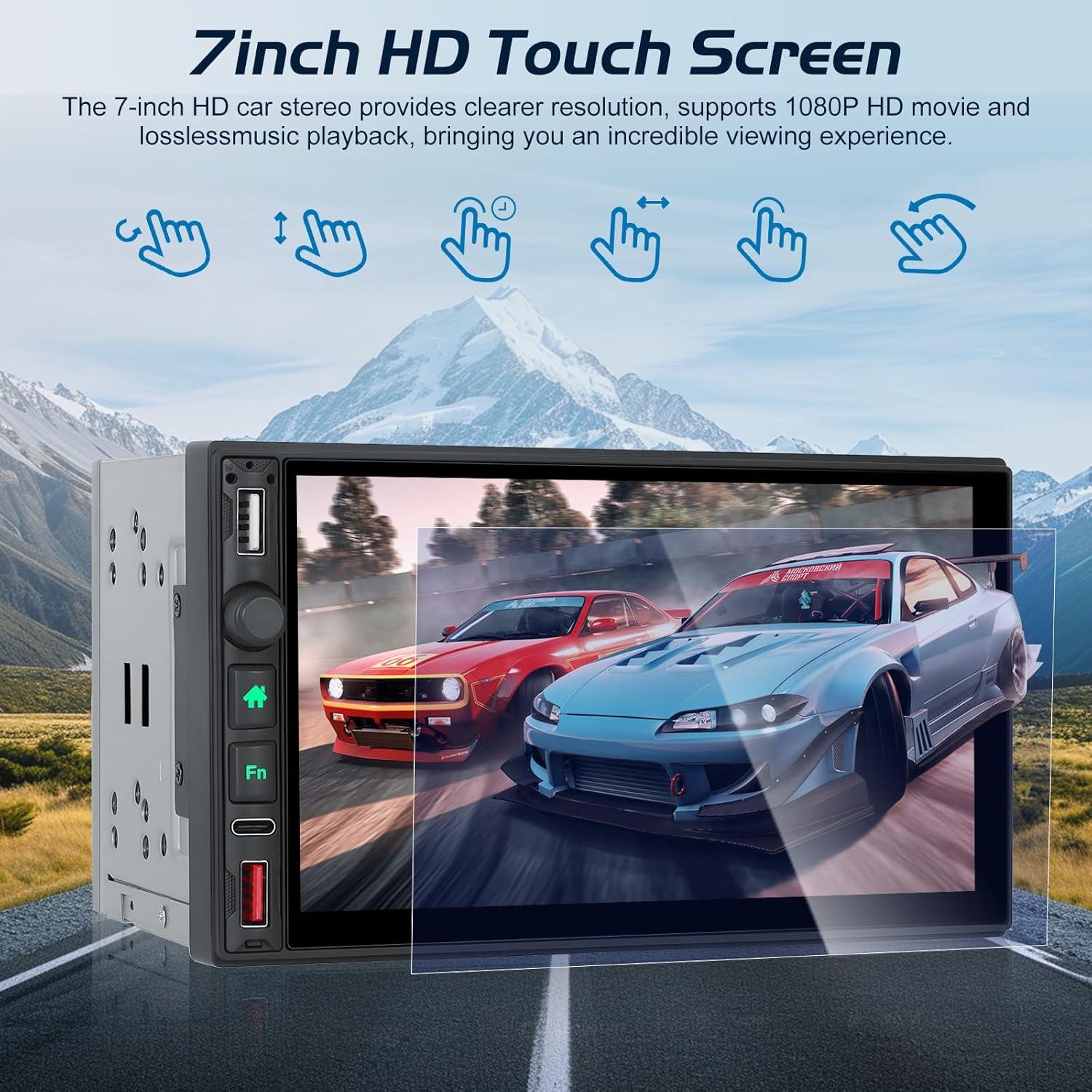 Estéreo Doble Din NHOPEEW 7" Carplay Inalámbrico y Android Auto