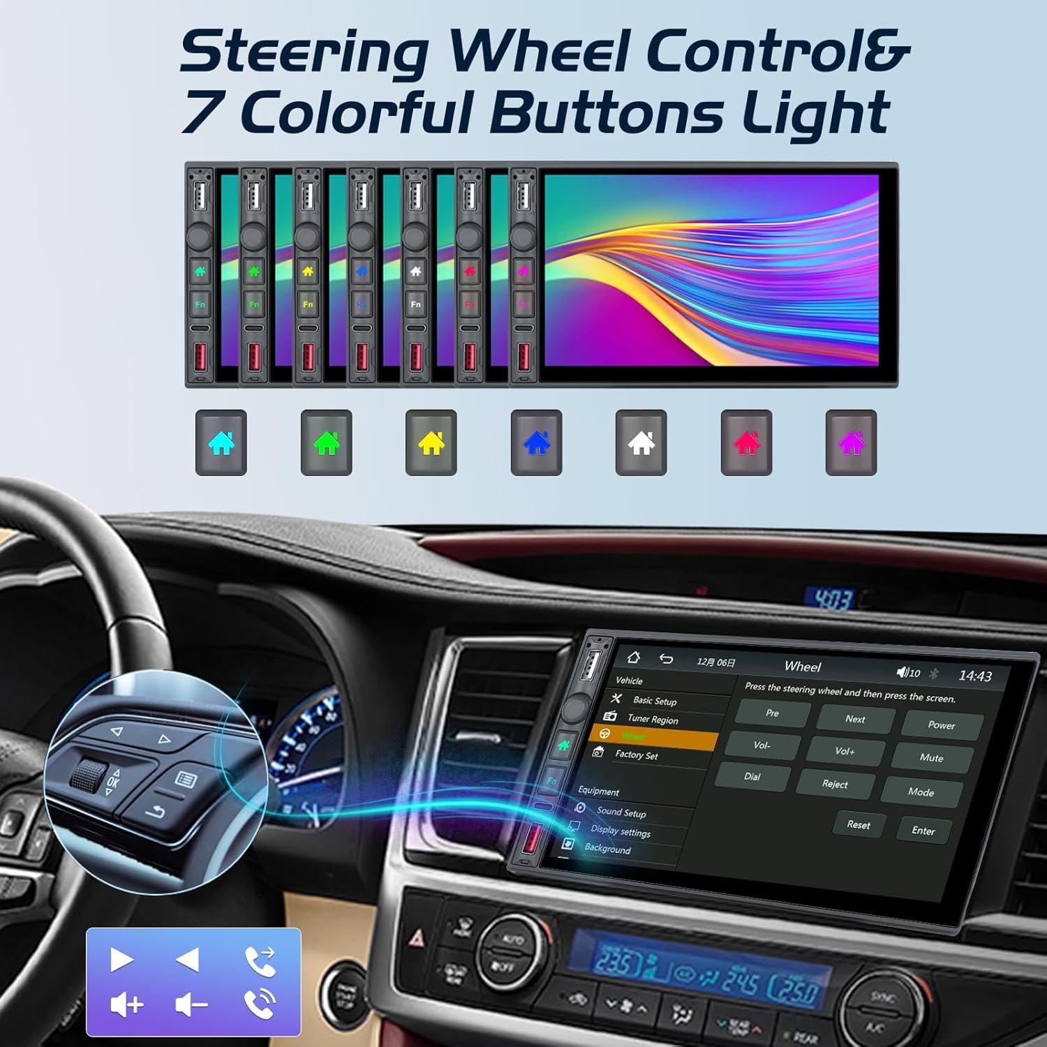 Estéreo Doble Din NHOPEEW 7" Carplay Inalámbrico y Android Auto