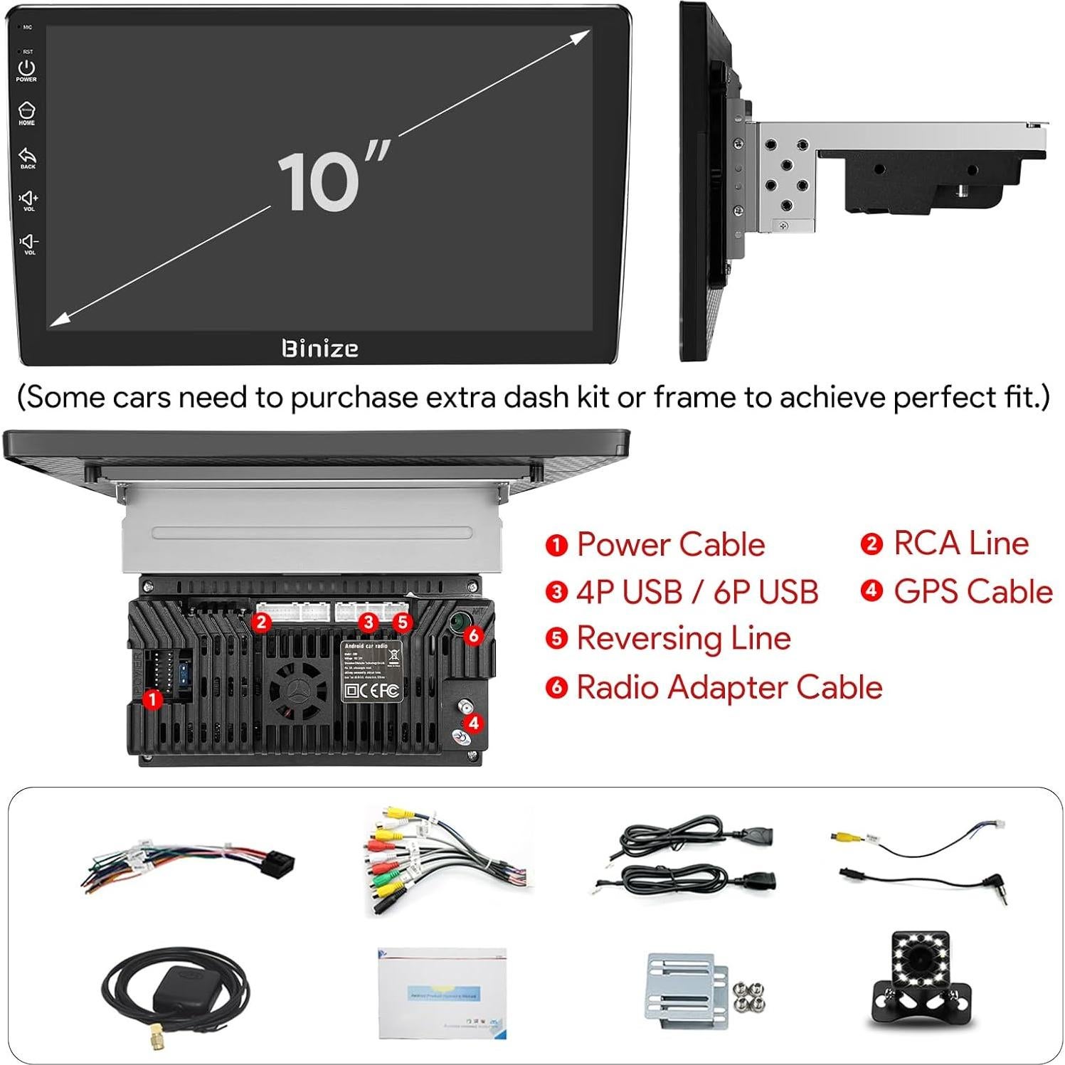 Estéreo de Coche Binize 10" Android 2+32GB Carplay Inalámbrico