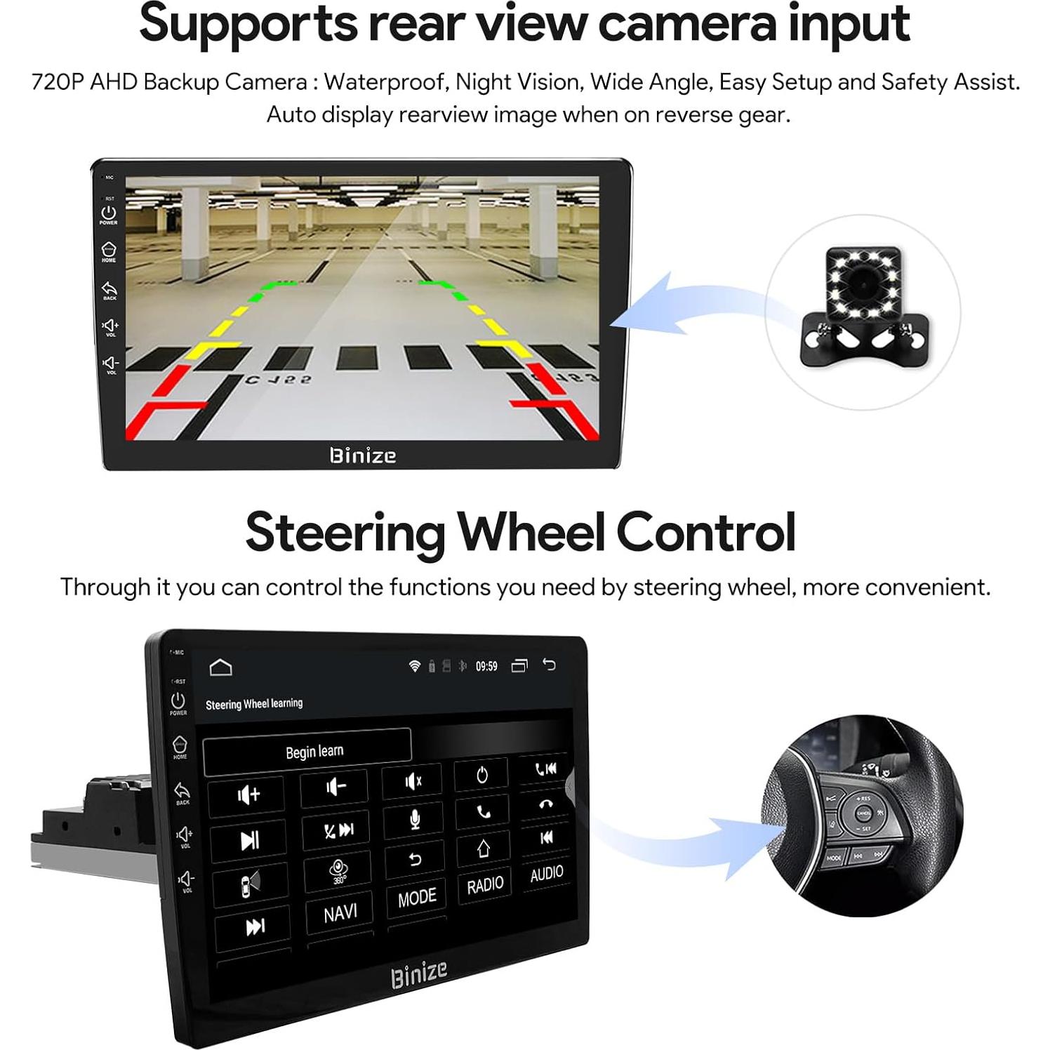 Estéreo de Coche Binize 10" Android 2+32GB Carplay Inalámbrico