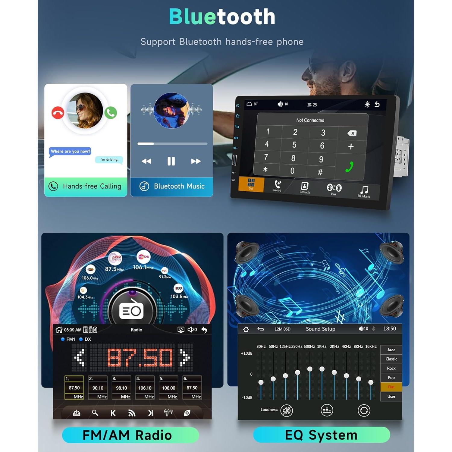 Estéreo de Coche Podofo 9" HD con CarPlay y Android Auto