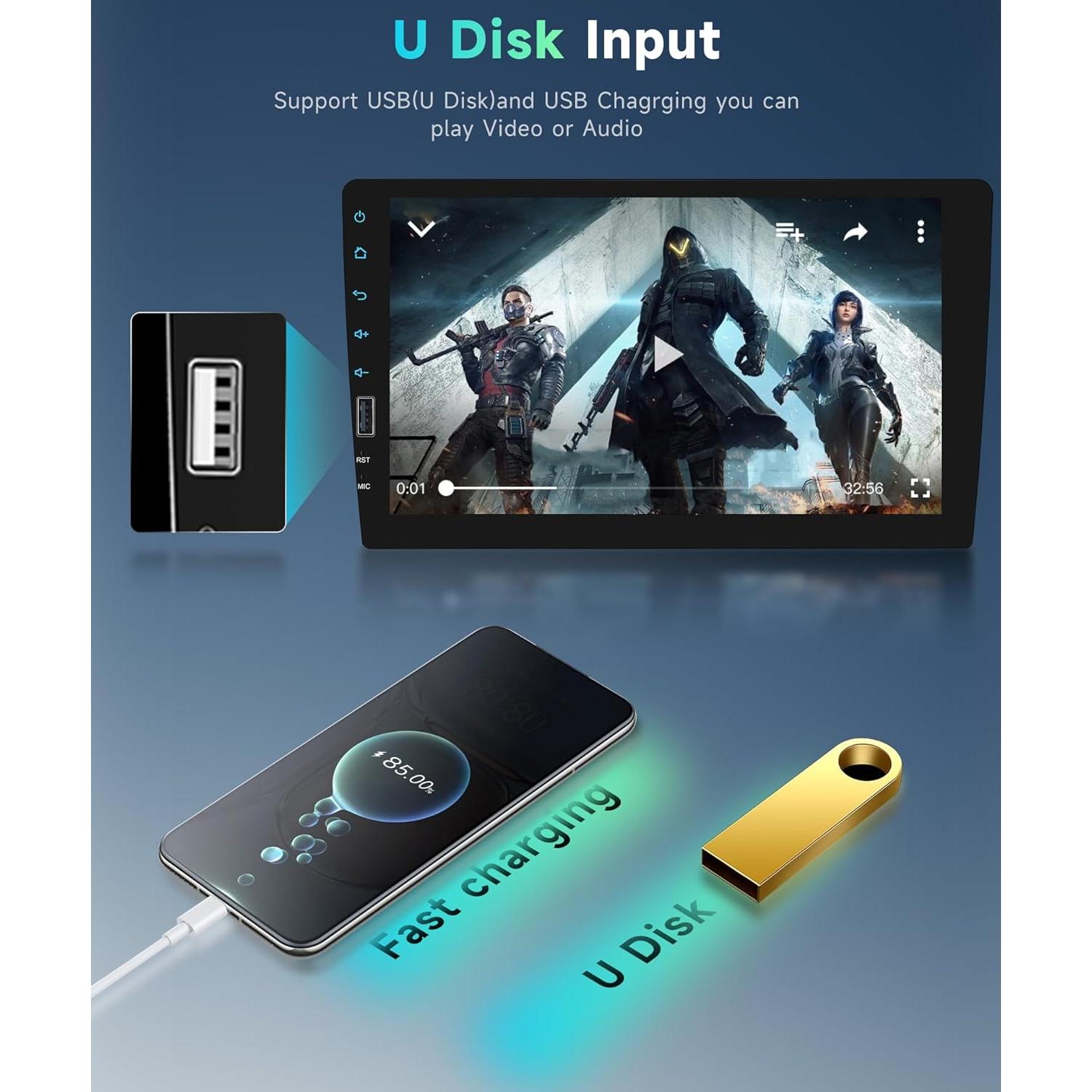 Estéreo de Coche Podofo 9" HD con CarPlay y Android Auto