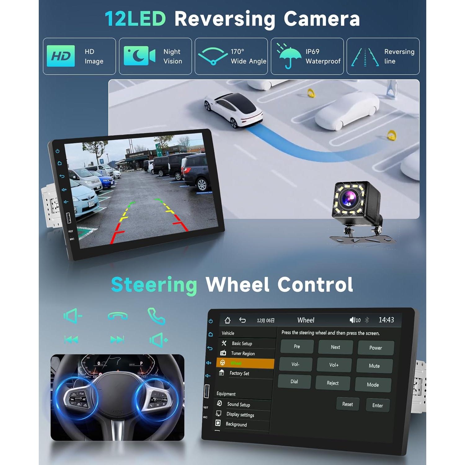 Estéreo de Coche Podofo 9" HD con CarPlay y Android Auto