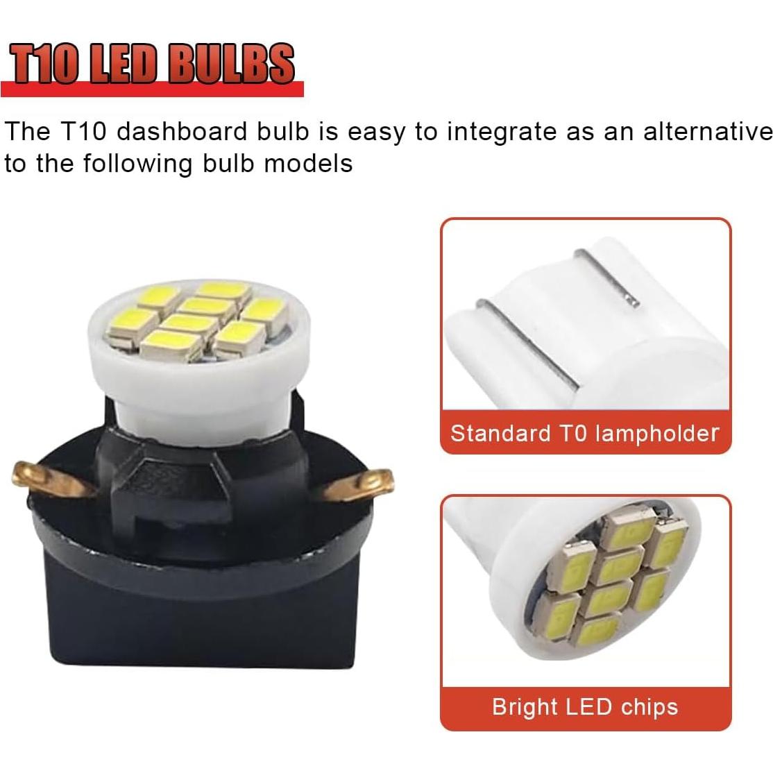 20 Bombillas LED T10 GAOLAOSY para Tablero Automotriz 12V