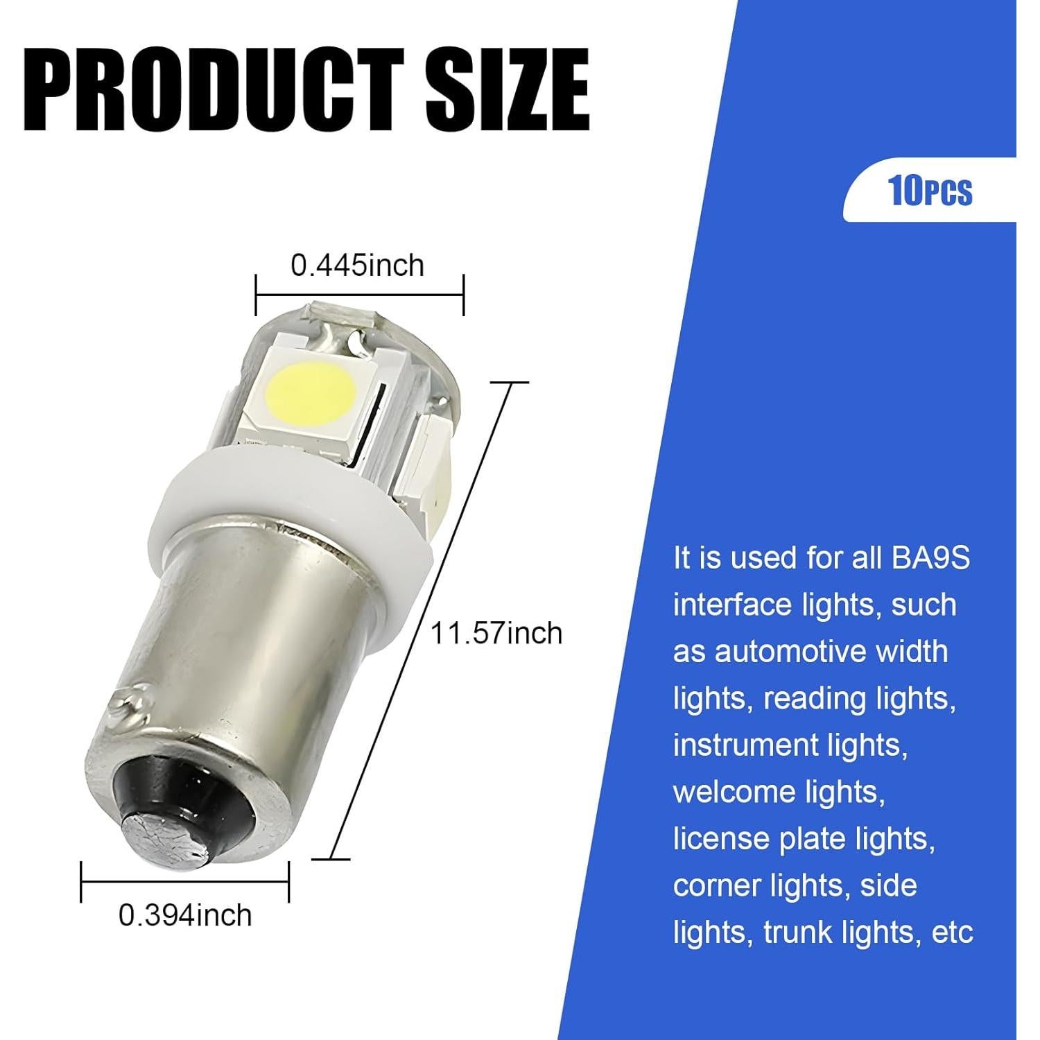 Kit de 10 Bombillas LED BA9S Flygun para Automóviles - Blanco