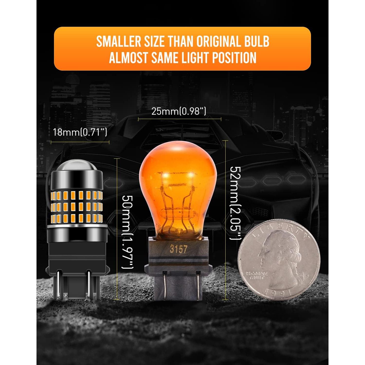 Bombilla LED 3157 LUYED Amarillo Ámbar 1800 Lúmenes 2 Piezas