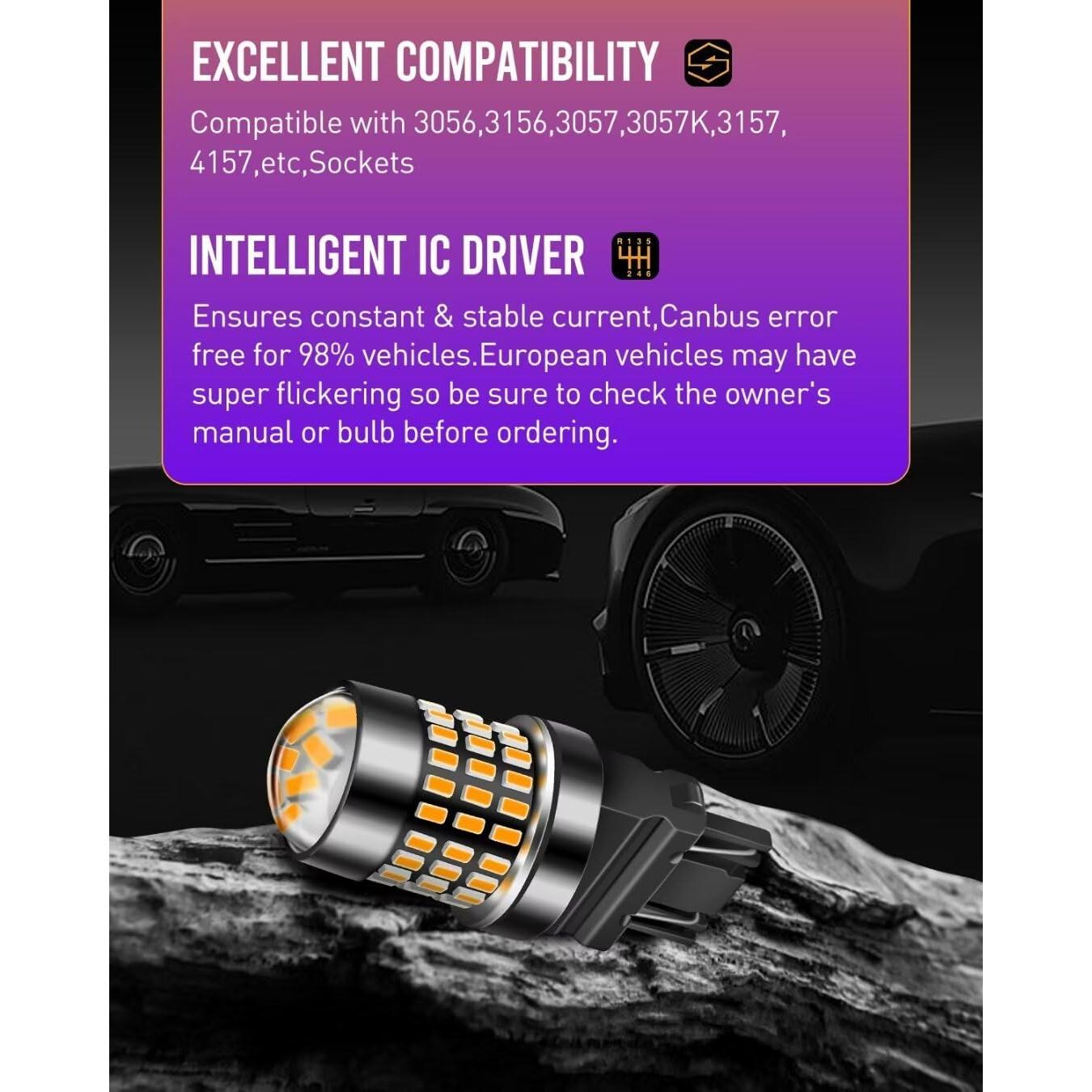 Bombilla LED 3157 LUYED Amarillo Ámbar 1800 Lúmenes 2 Piezas