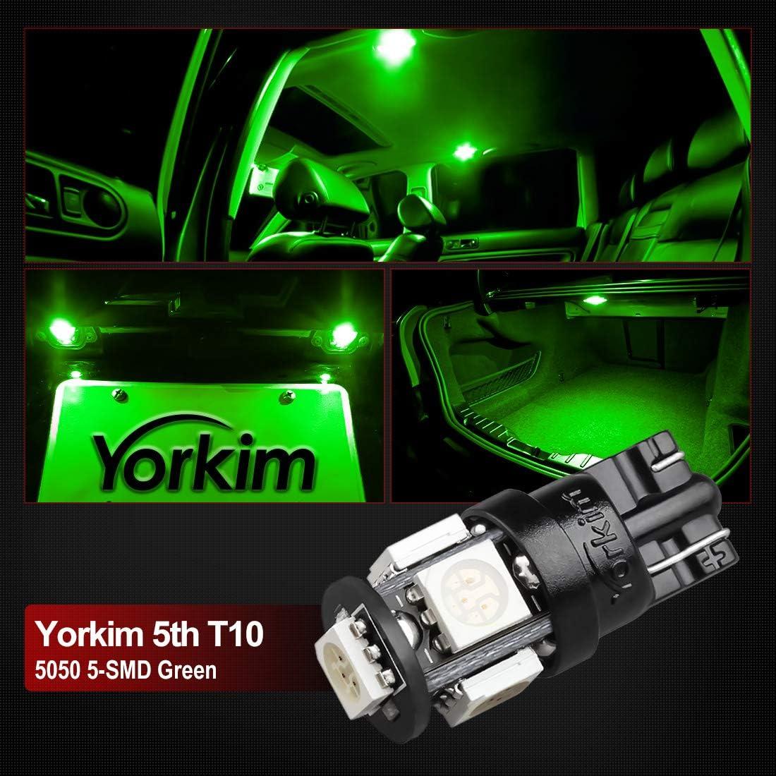 Bombillas LED Yorkim T10 194 Verde 10 Piezas 5ta Generación