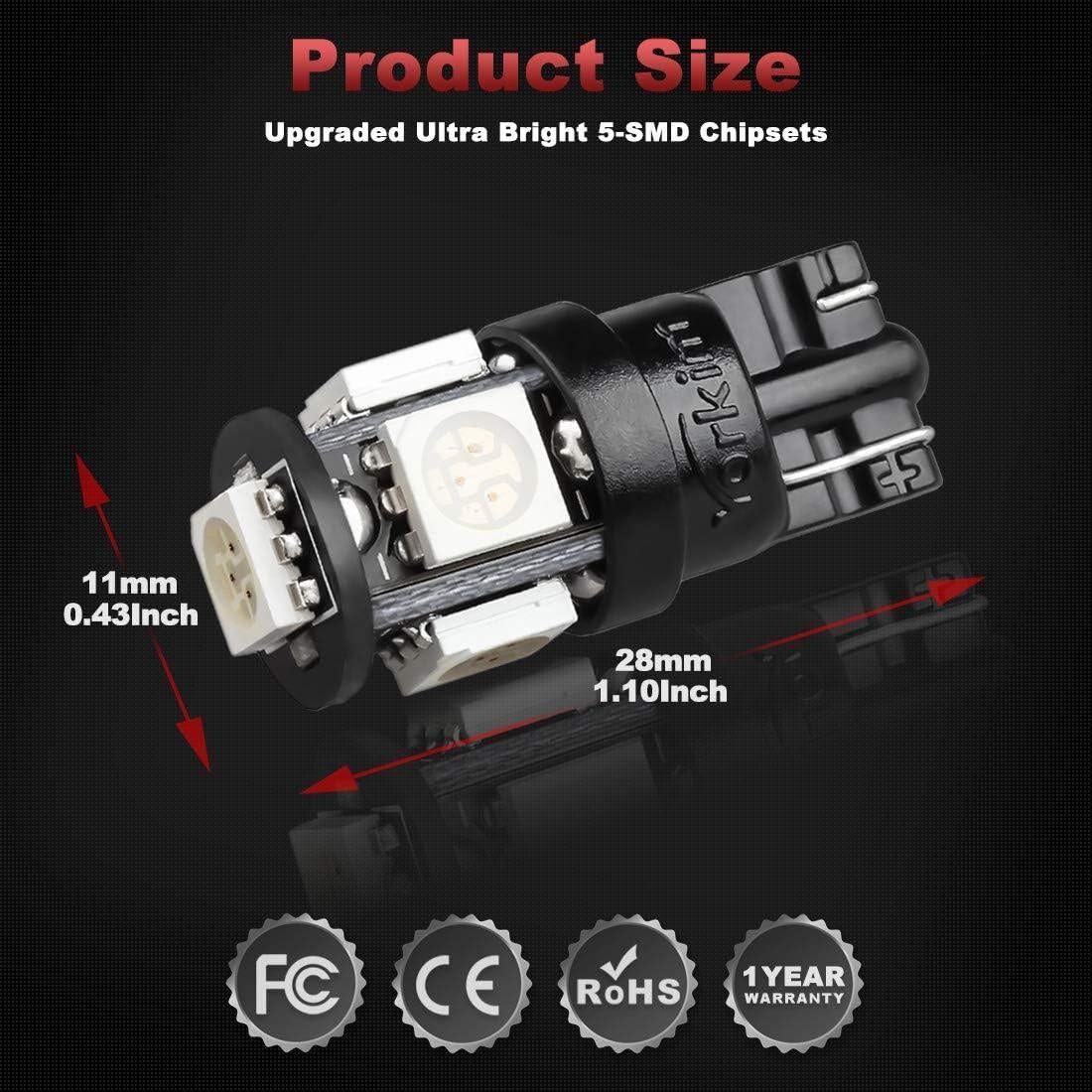 Bombillas LED Yorkim T10 194 Verde 10 Piezas 5ta Generación