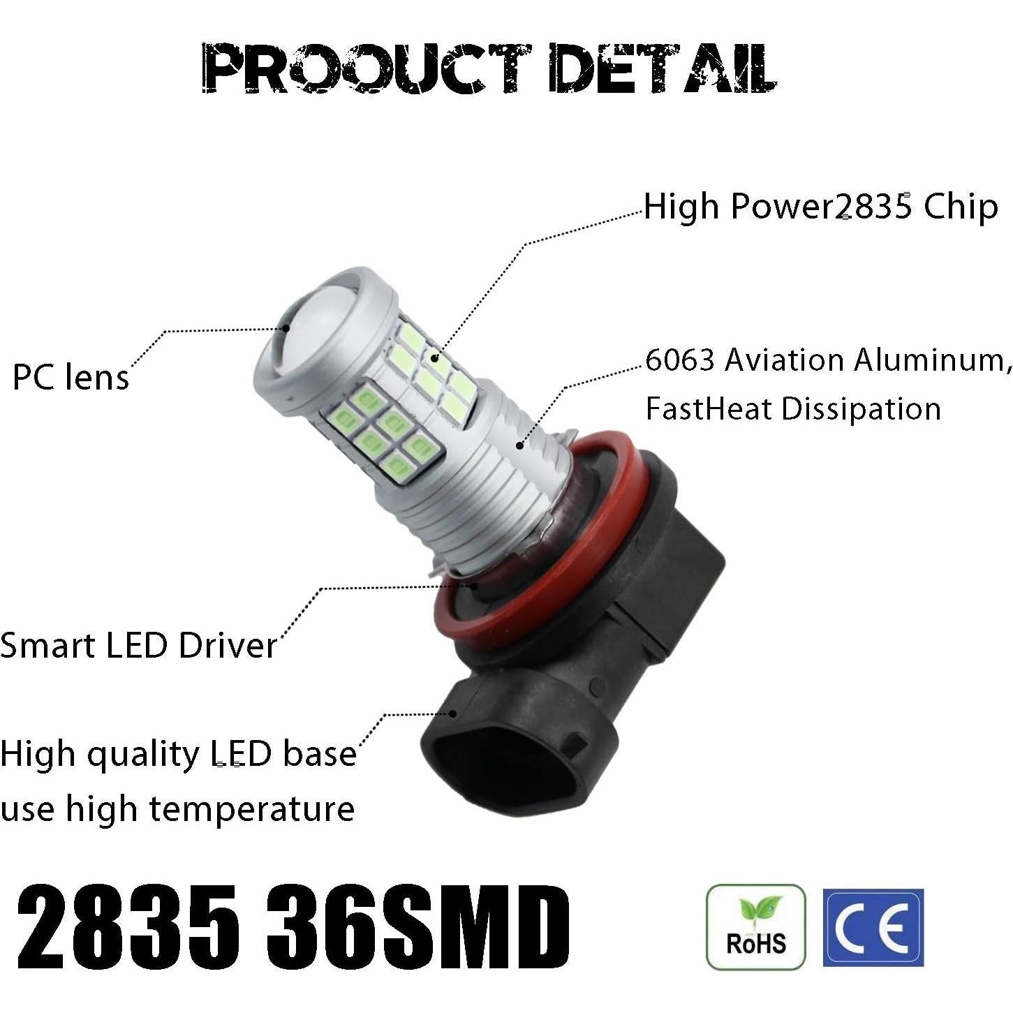 Bombillas de Niebla LED KISLED H8 H11 2600lm Azul Hielo