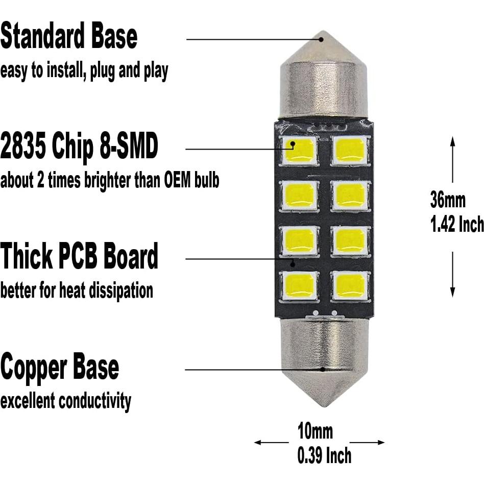 Bombillas LED Yoper 6418 6461 6475 6486X 36mm Canbus