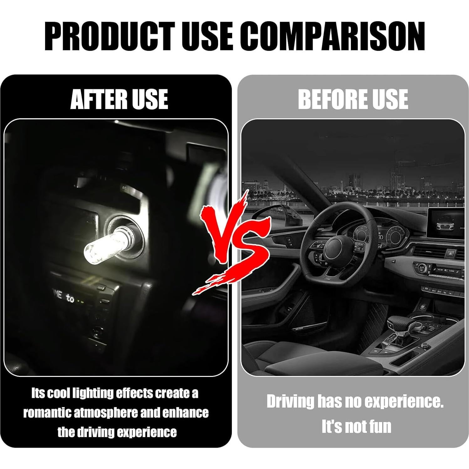 Luces LED de Ambiente Interior para Coche Ongfuwu USB Blanco