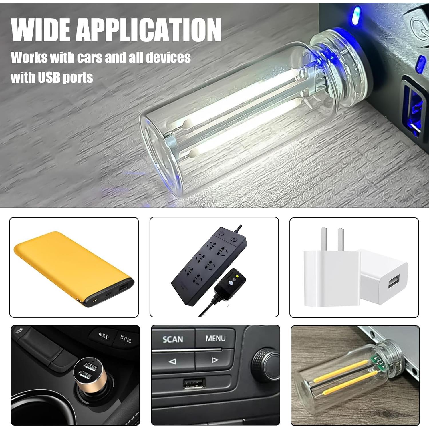 Luces LED de Ambiente Interior para Coche Ongfuwu USB Blanco