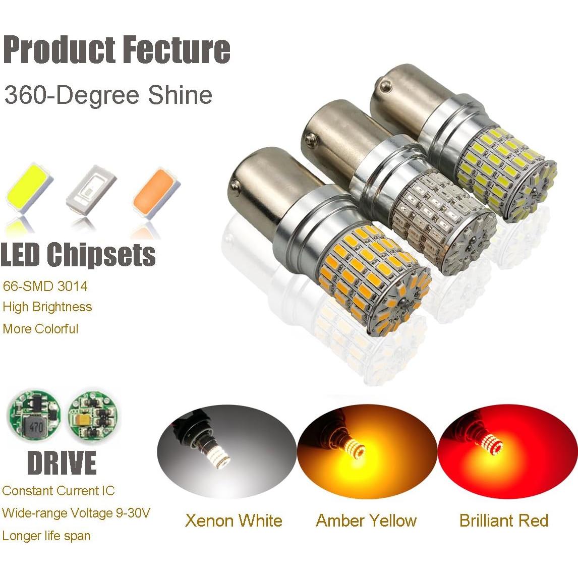 Bombillas LED Amarillo Ámbar iBrightstar 7507 PY21W - 2 Piezas