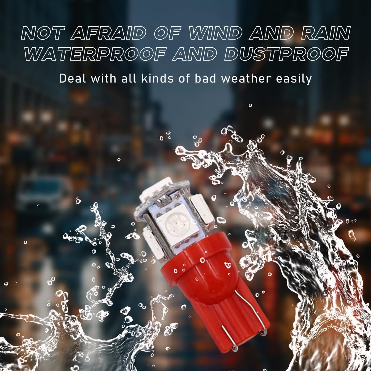 10 Bombillas LED T10 Povtii para Coche Luz Interior Roja