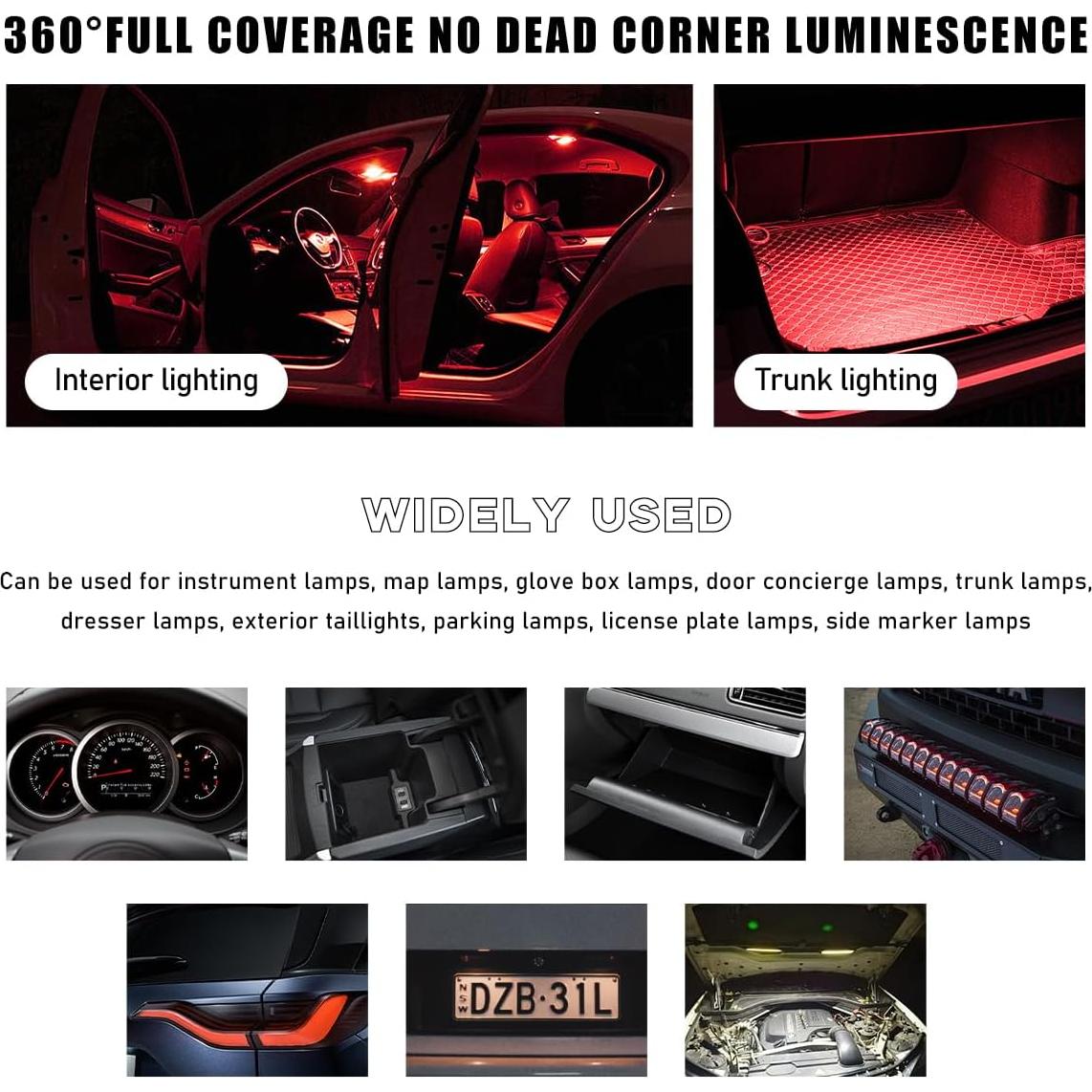 10 Bombillas LED T10 Povtii para Coche Luz Interior Roja