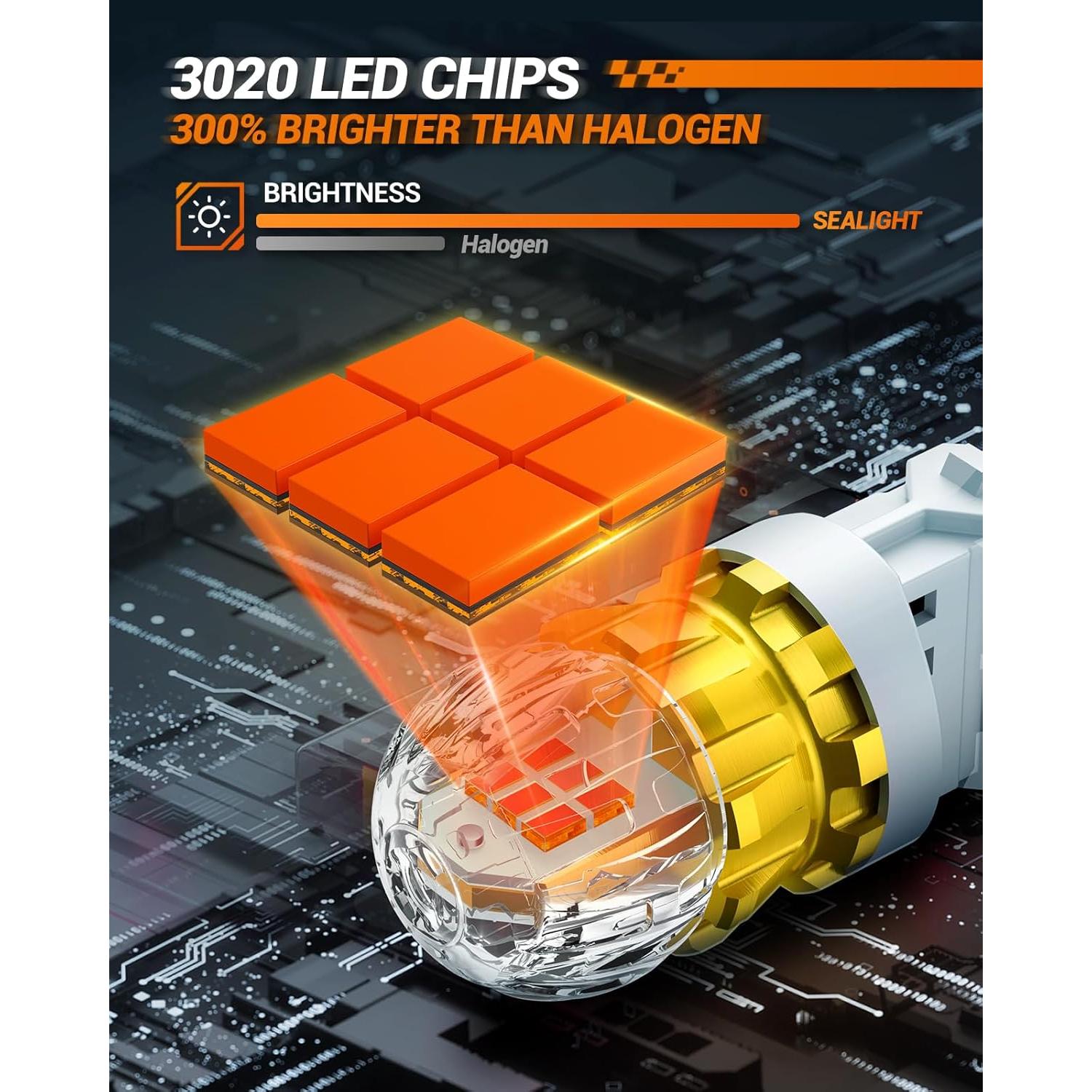 Bombillas LED 3157 SEALIGHT Rojas 3000 Lúmenes 360° Paquete 2