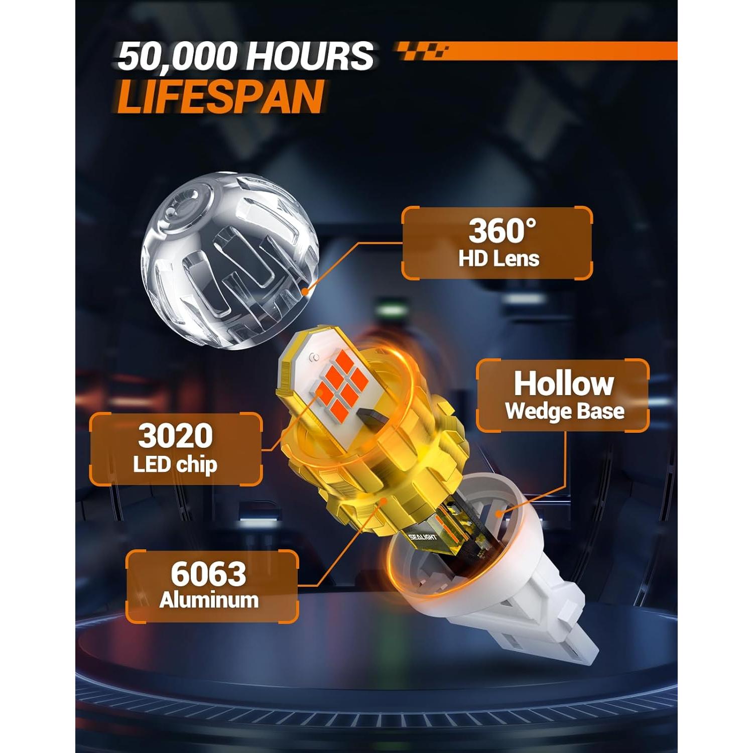 Bombillas LED 3157 SEALIGHT Rojas 3000 Lúmenes 360° Paquete 2