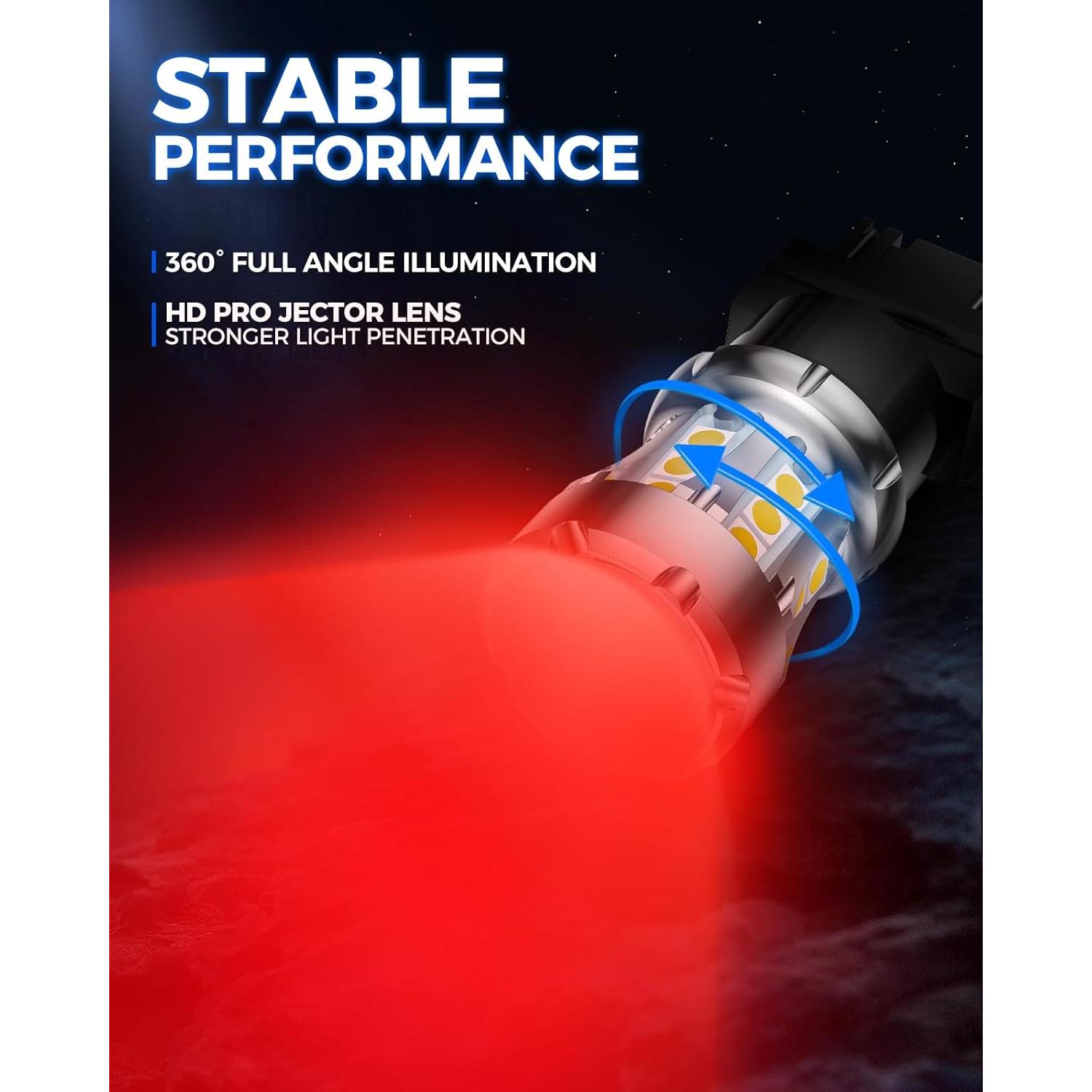 Bombillas LED Marsauto 3157 Rojas, Luz de Freno 50000 hrs