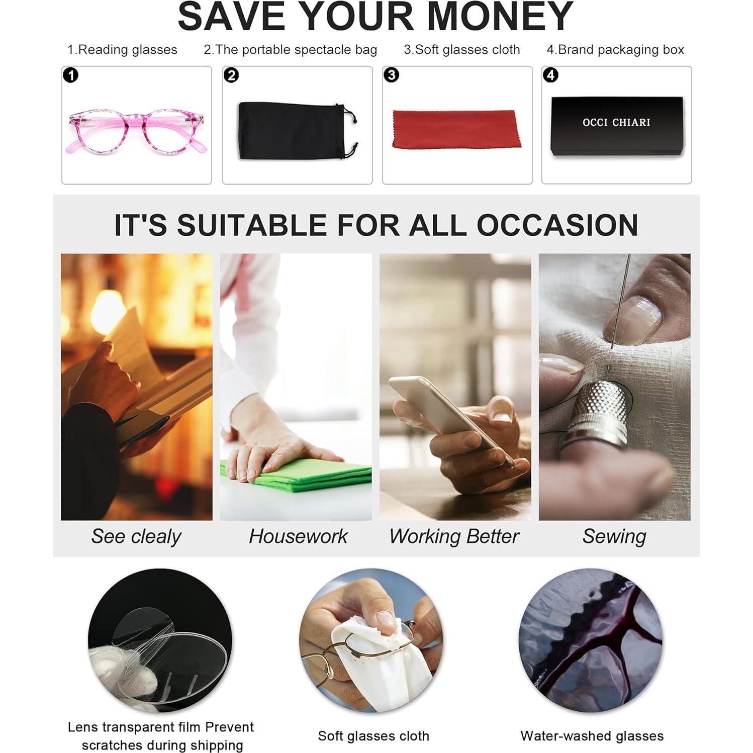 Gafas de Lectura OCCI CHIARI 1.5x Mujeres Moda Floral