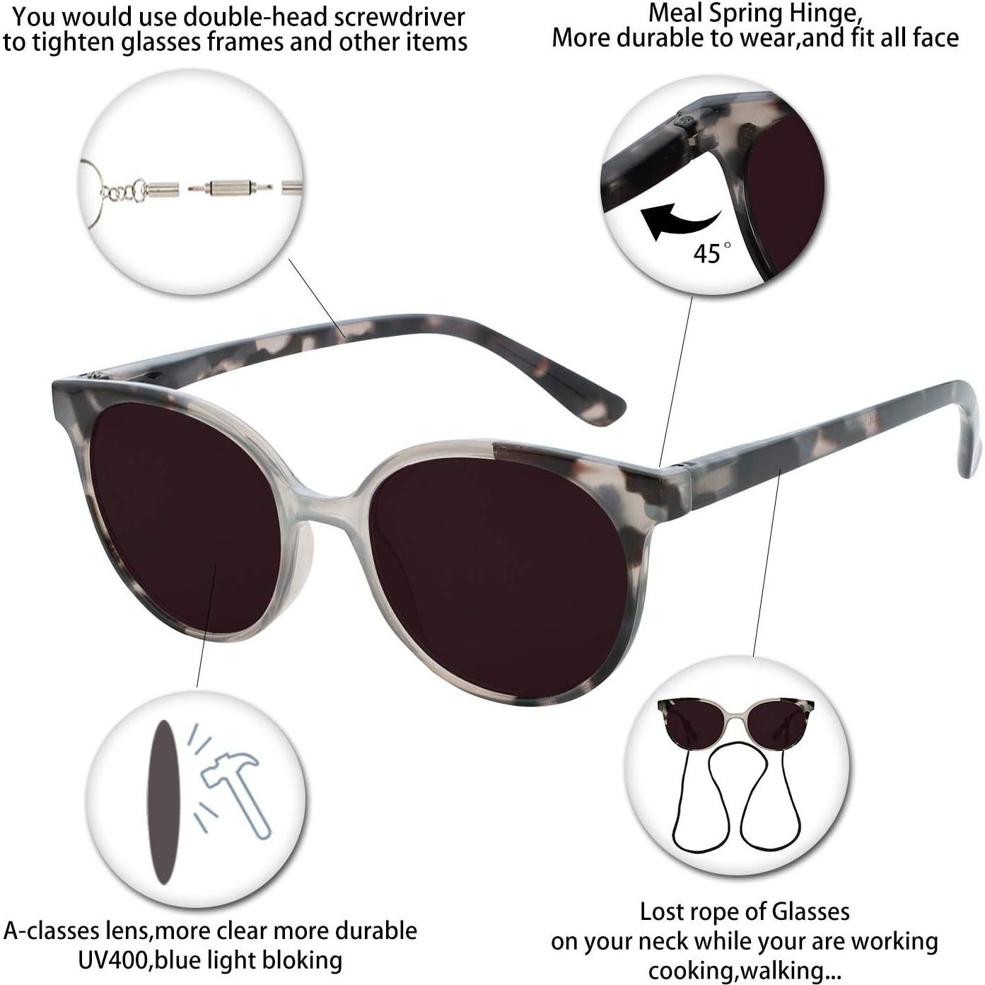 Gafas de sol lectoras OCCI CHIARI UV400 Mujeres 0.75x Gris